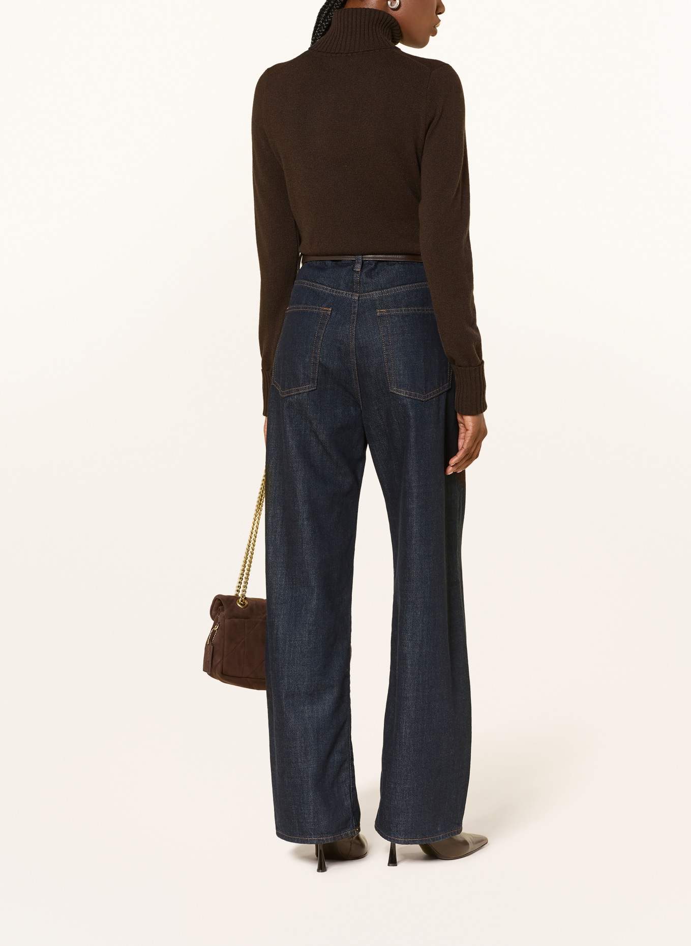 FTC CASHMERE Pull à col roulé en cachemire: MARRON FONCÉ