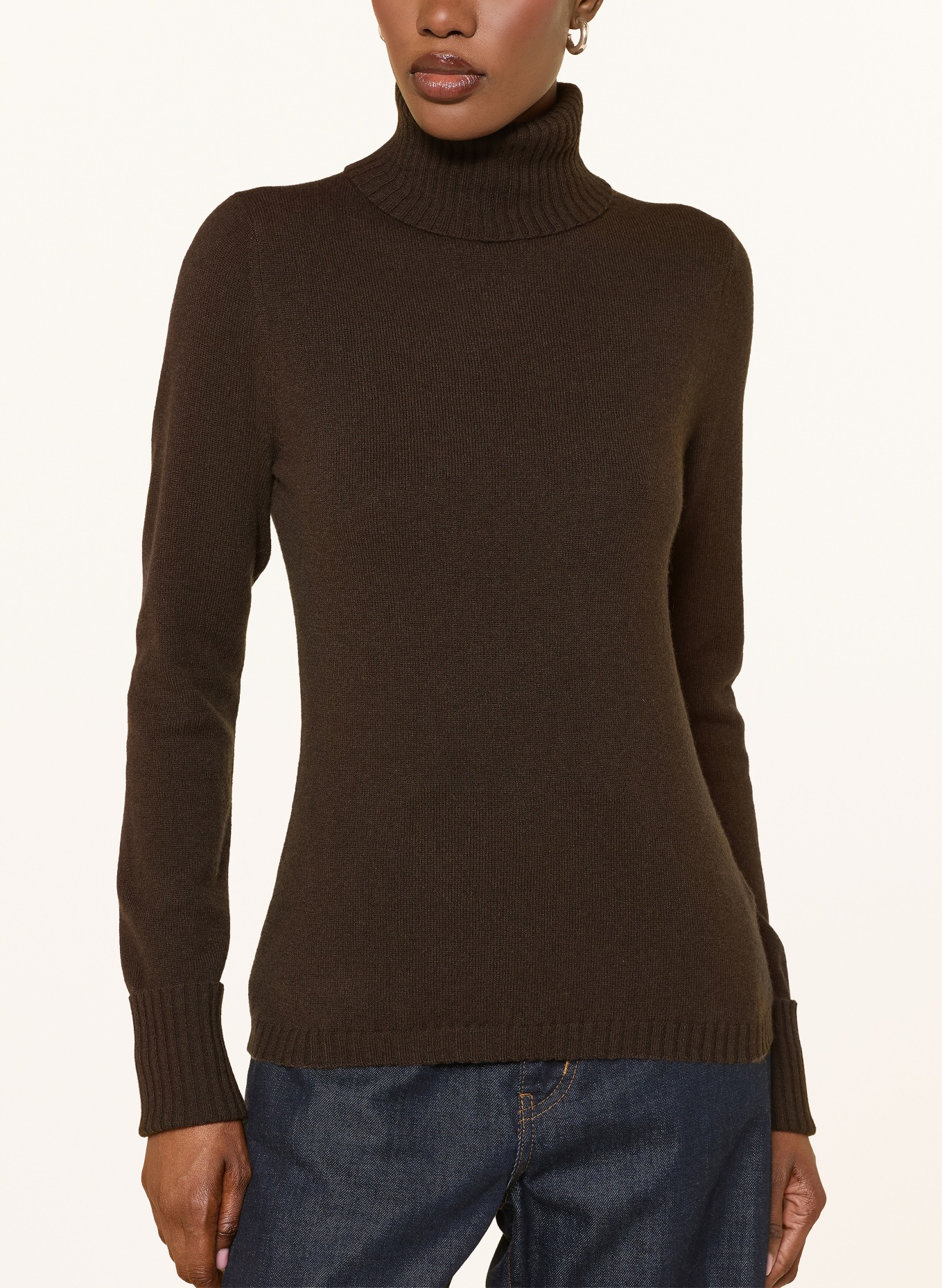 FTC CASHMERE Pull à col roulé en cachemire: MARRON FONCÉ