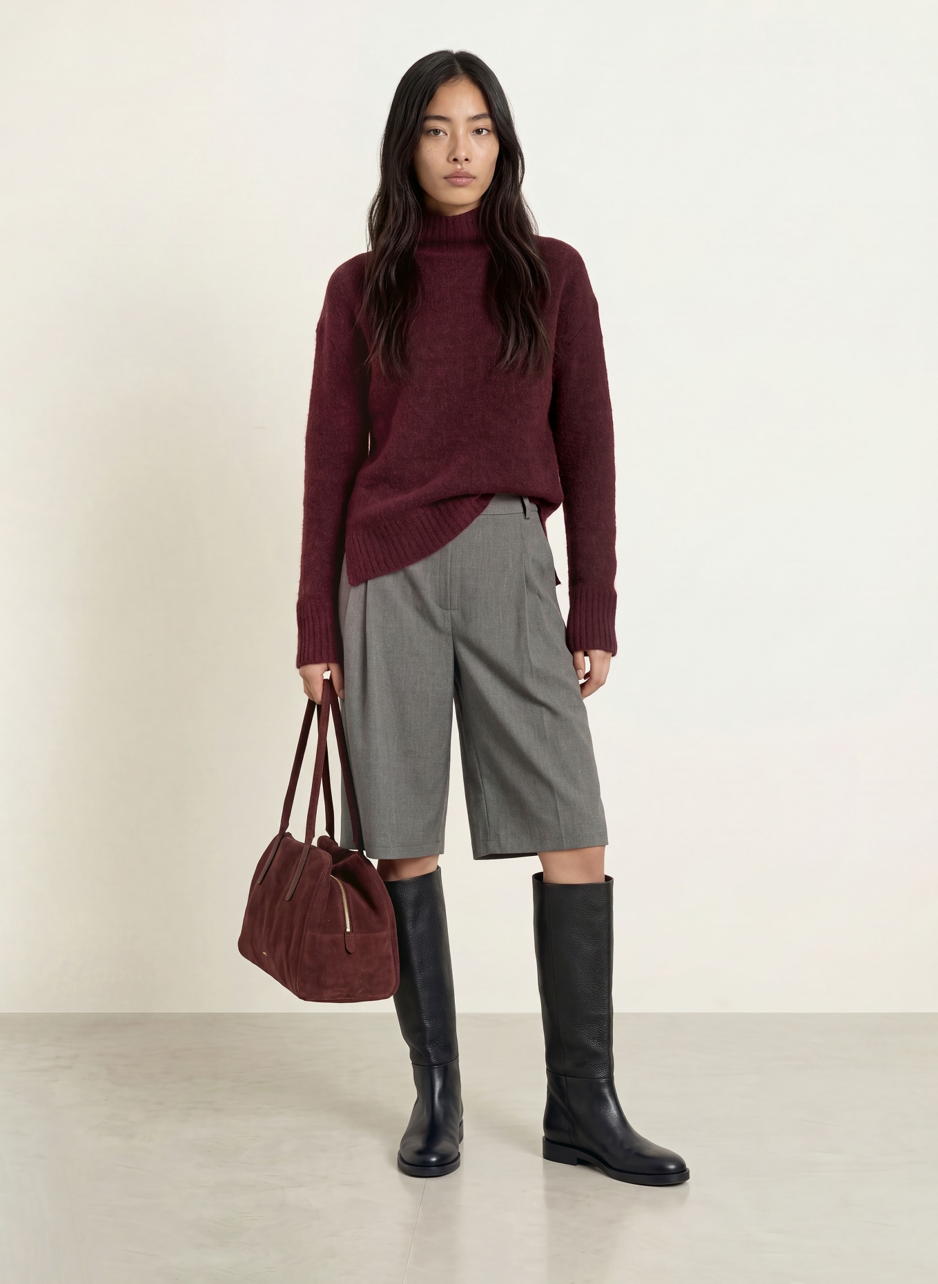 MOS MOSH MMERIM THORA sweater with alpaca: DARK RED