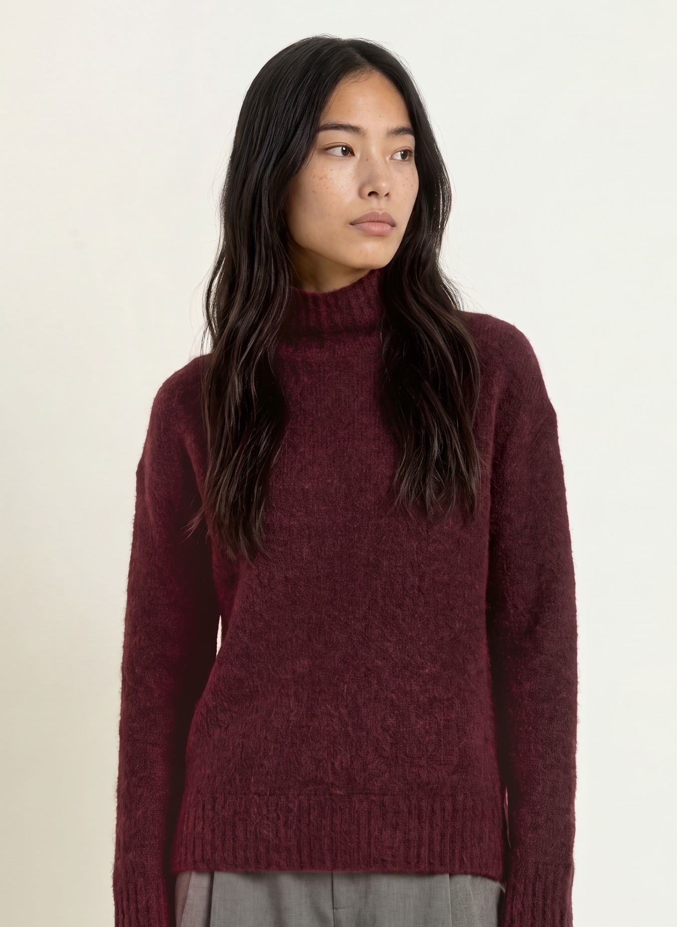 MOS MOSH MMERIM THORA sweater with alpaca: DARK RED