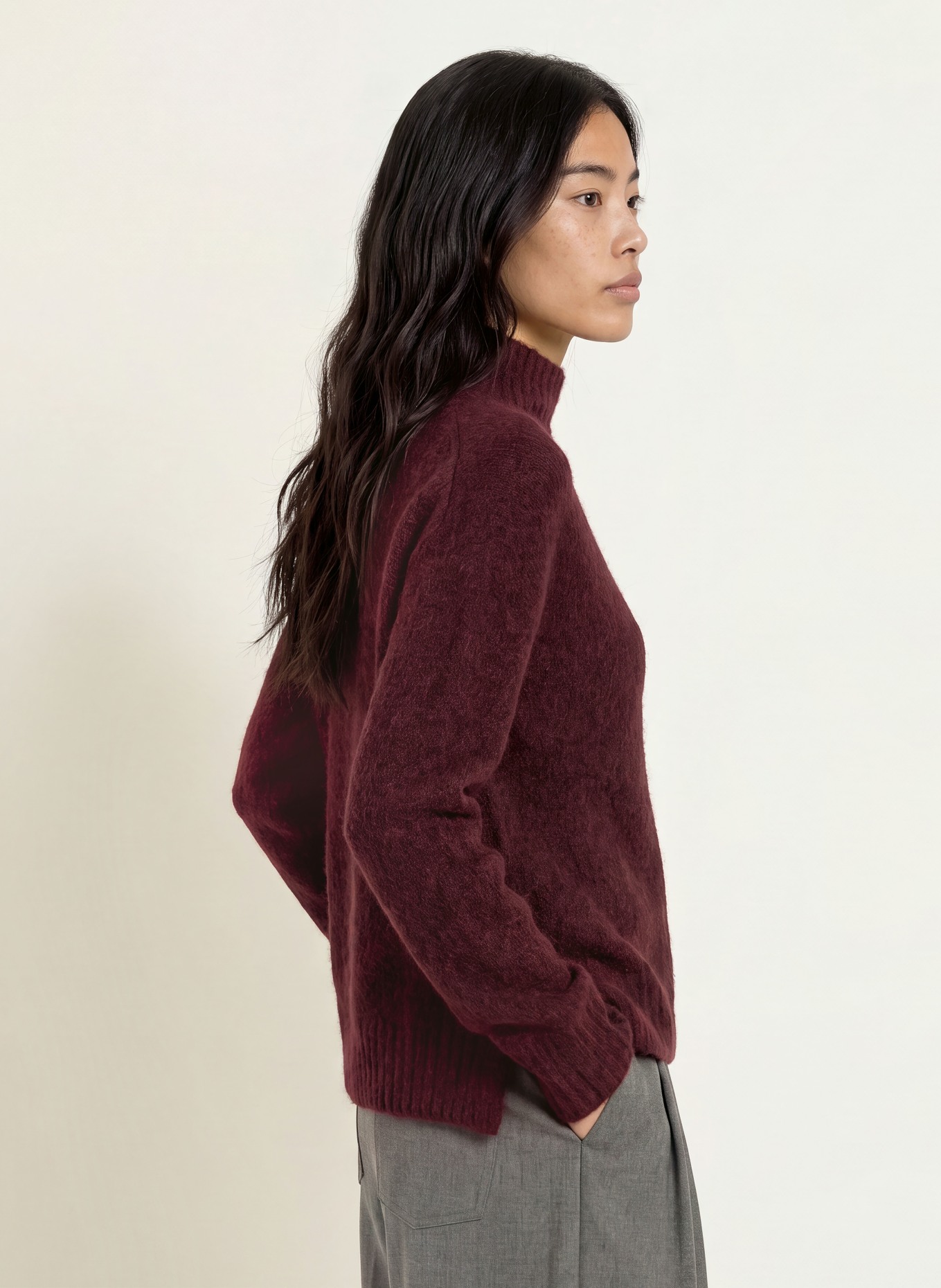 MOS MOSH MMERIM THORA sweater with alpaca: DARK RED