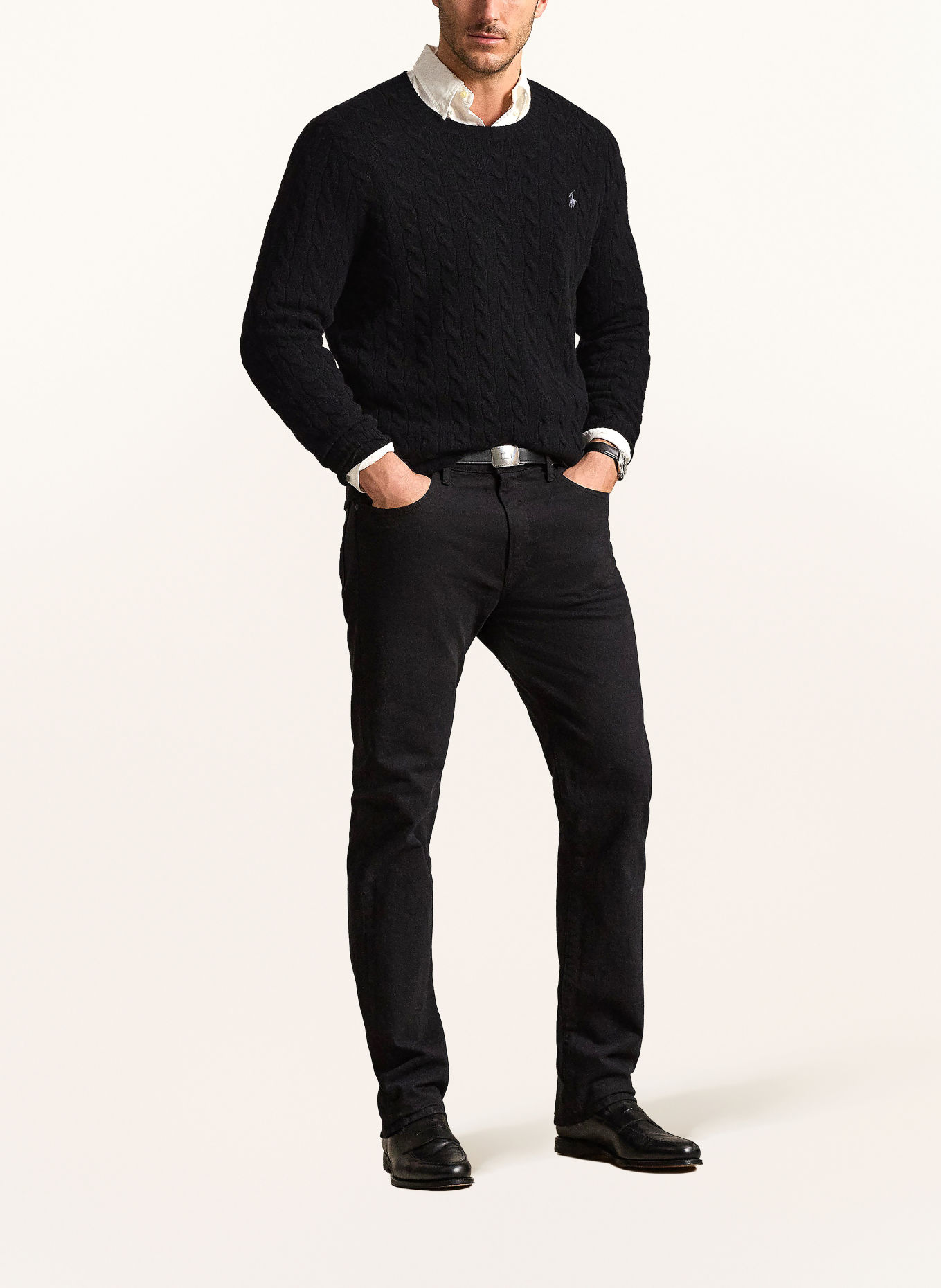 POLO RALPH LAUREN Big & Tall Pullover: SCHWARZ / GRAU