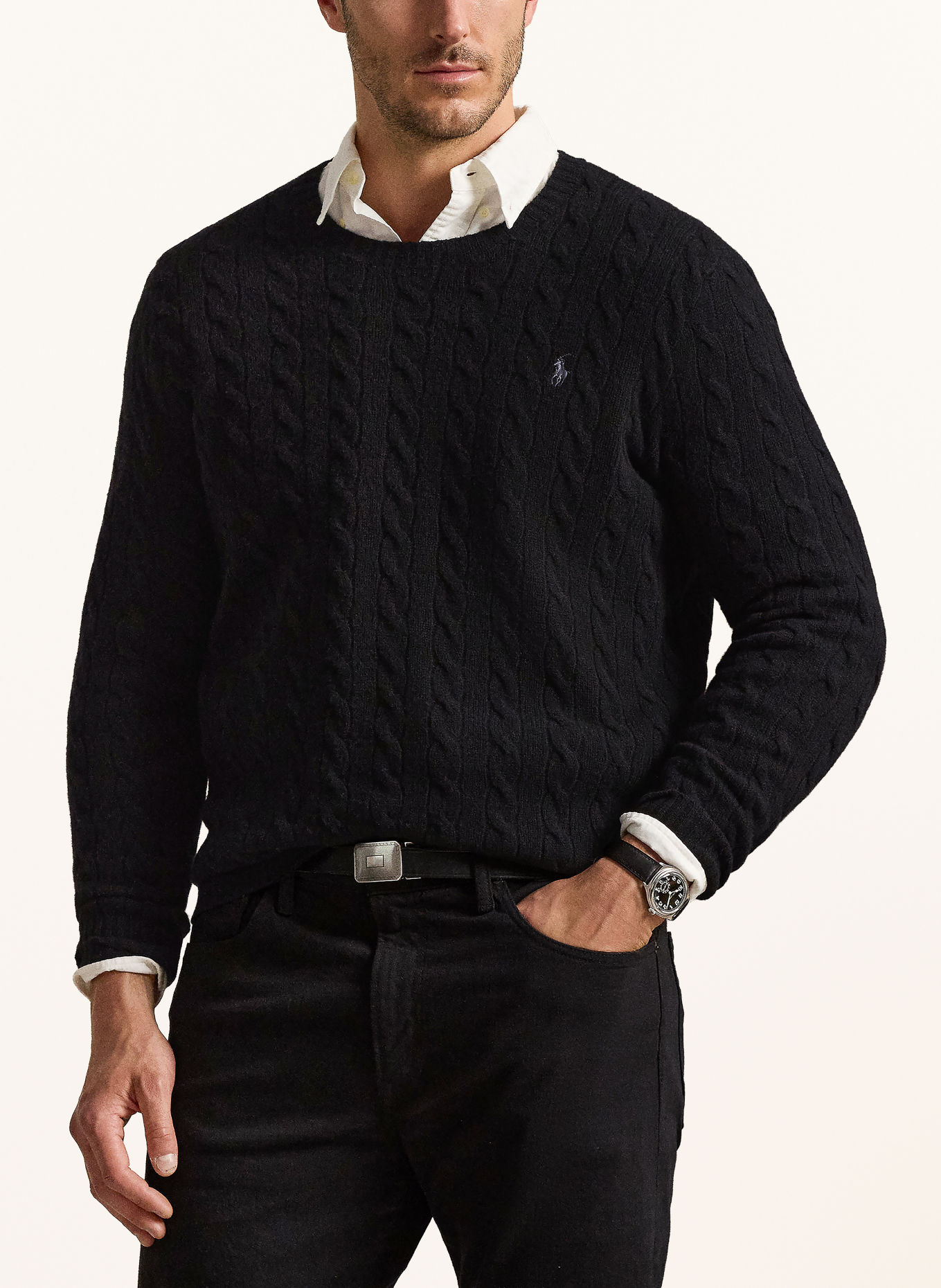 POLO RALPH LAUREN Big & Tall Pullover: SCHWARZ / GRAU