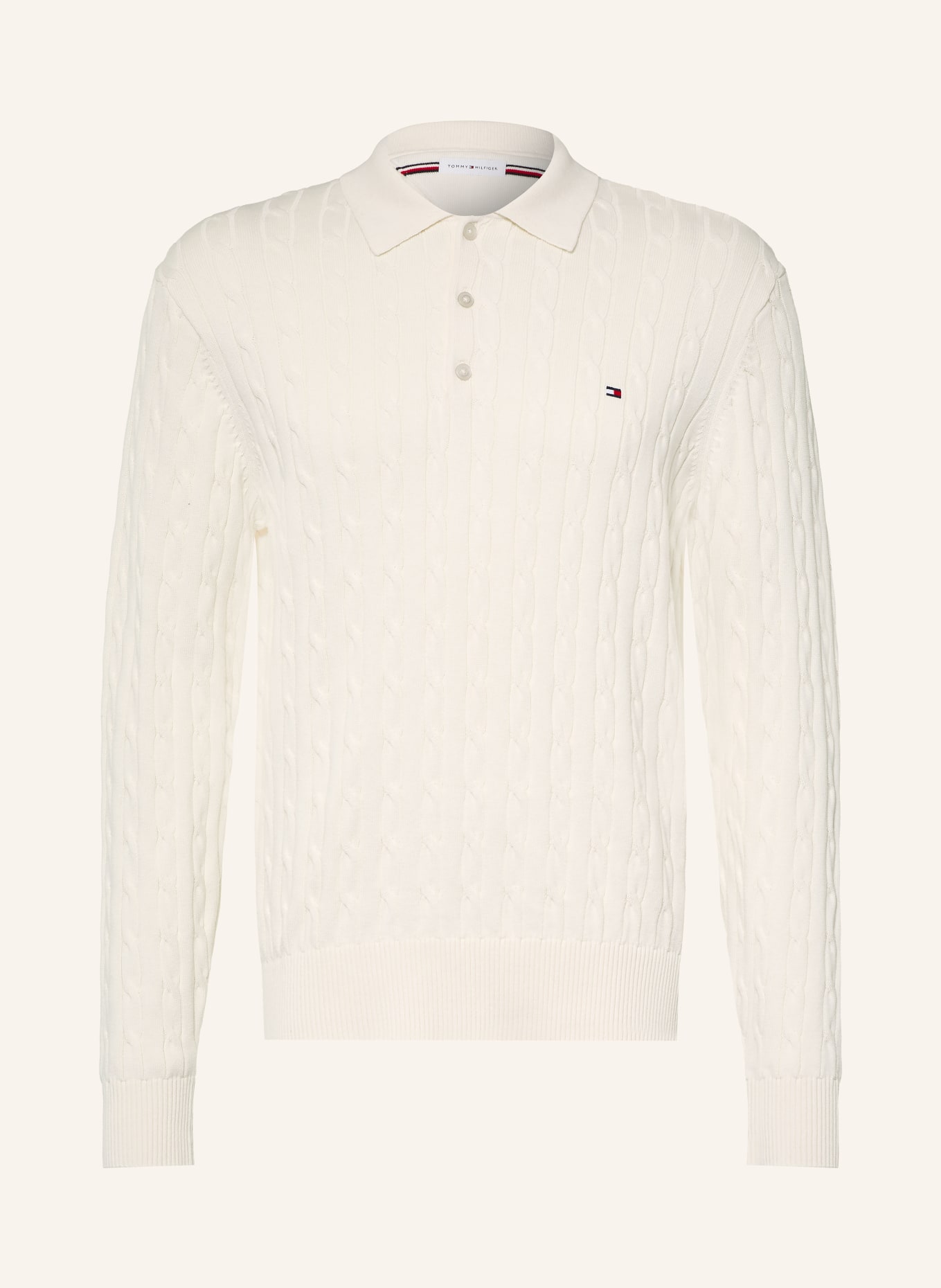 TOMMY HILFIGER Strick-Poloshirt: ECRU