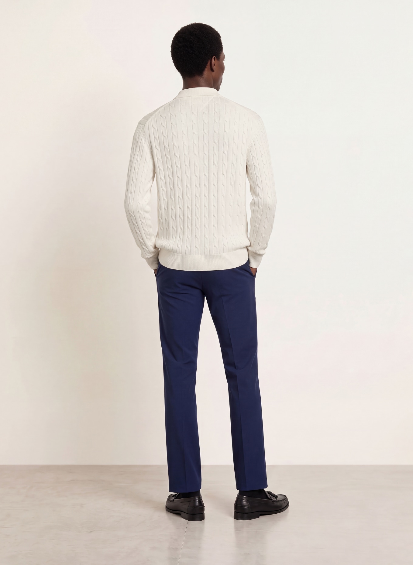 TOMMY HILFIGER Strick-Poloshirt: ECRU