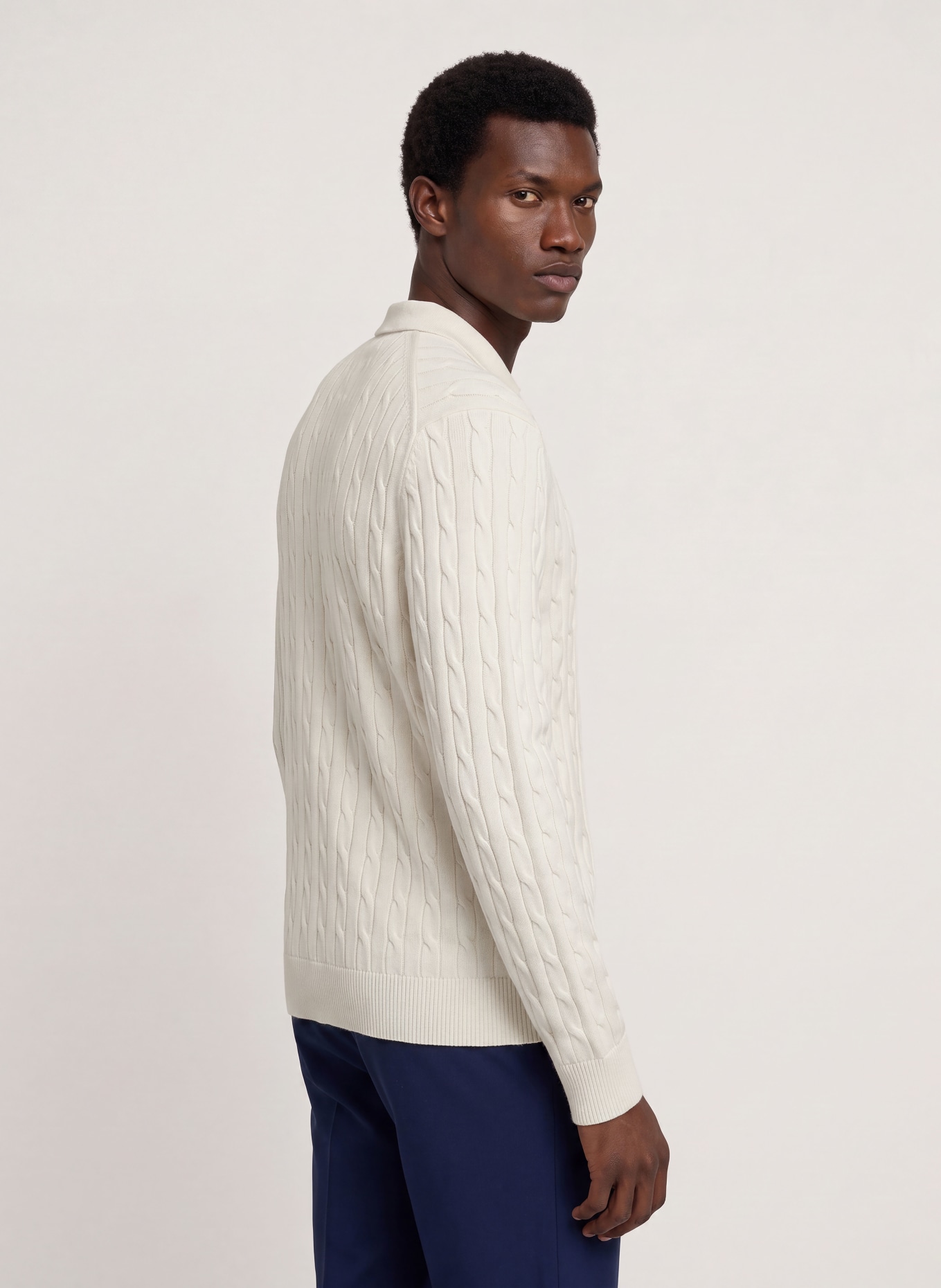 TOMMY HILFIGER Strick-Poloshirt: ECRU