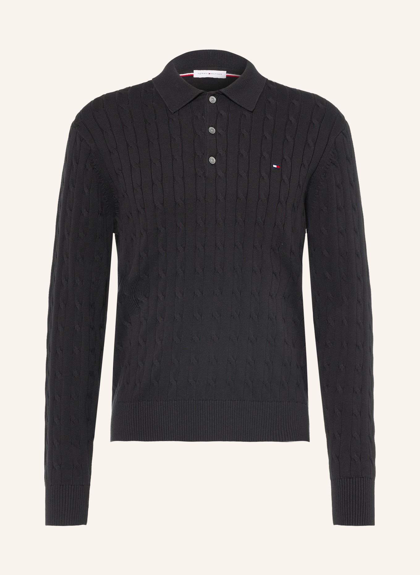 TOMMY HILFIGER Gebreid poloshirt: ZWART