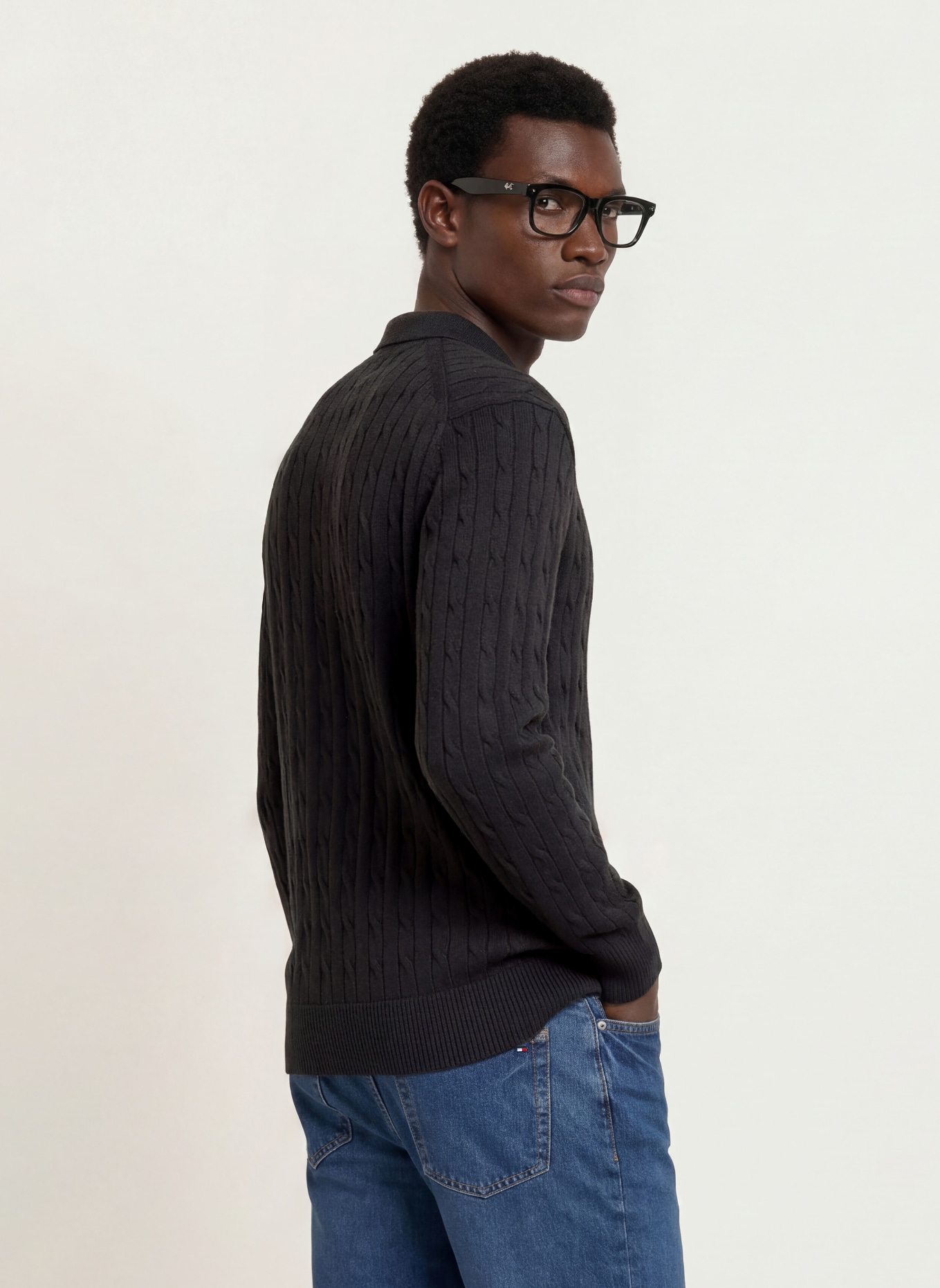 TOMMY HILFIGER Gebreid poloshirt: ZWART