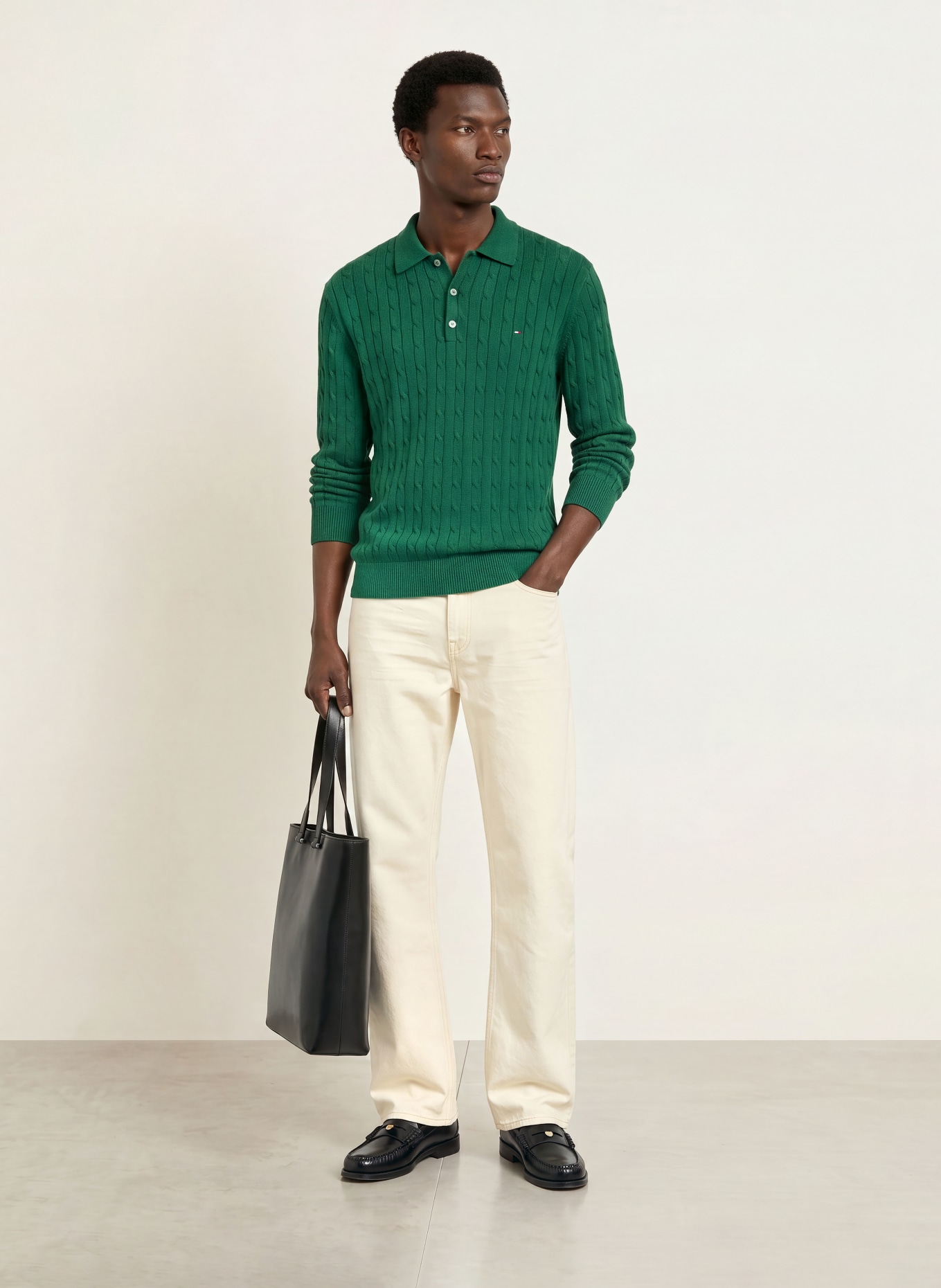 TOMMY HILFIGER Strick-Poloshirt: GRÜN