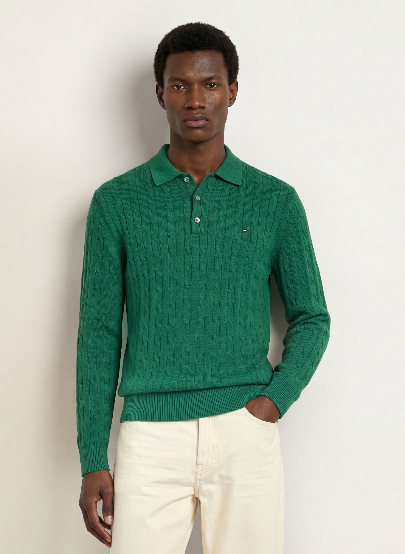 TOMMY HILFIGER Strick-Poloshirt: GRÜN