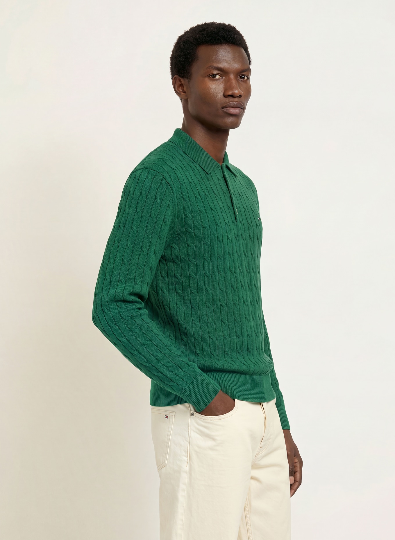 TOMMY HILFIGER Strick-Poloshirt: GRÜN