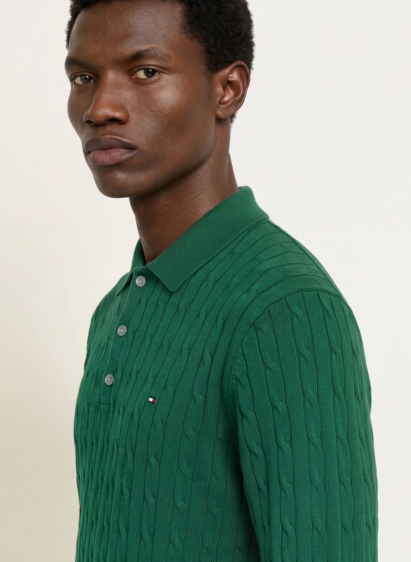TOMMY HILFIGER Strick-Poloshirt: GRÜN