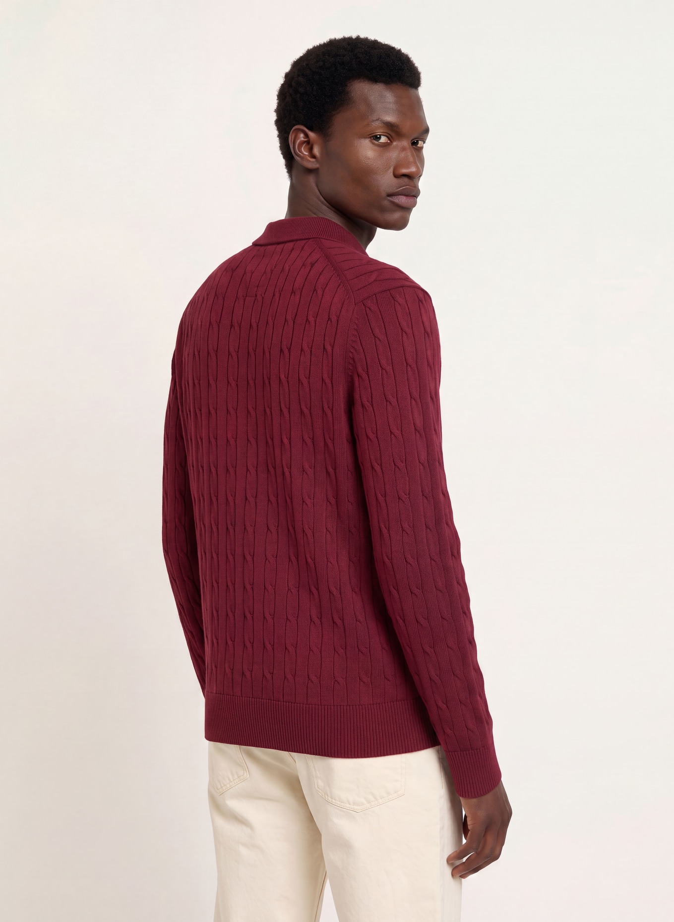 TOMMY HILFIGER Strick-Poloshirt: DUNKELROT