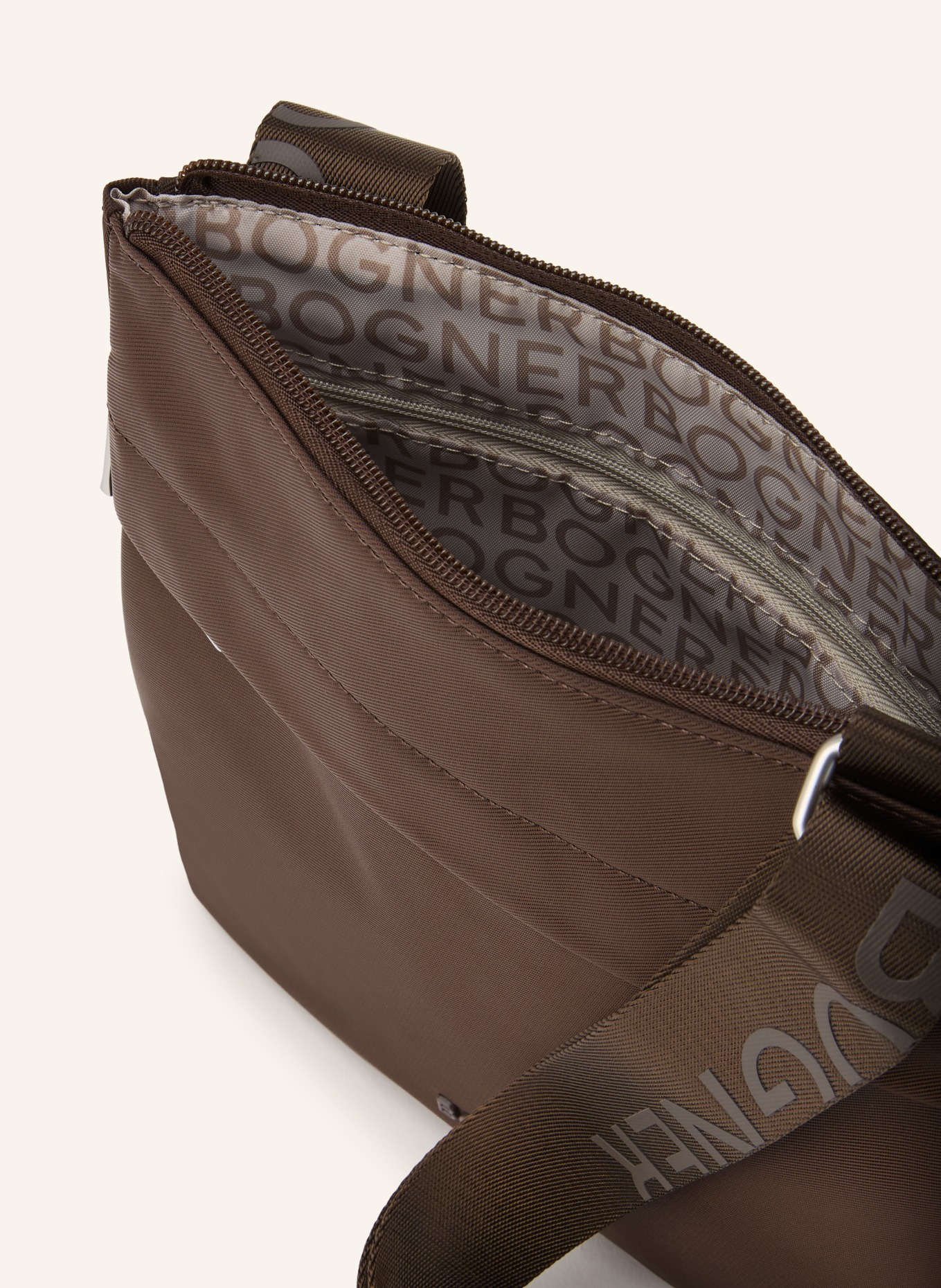 BOGNER shoulder bag: BROWN / SILVER