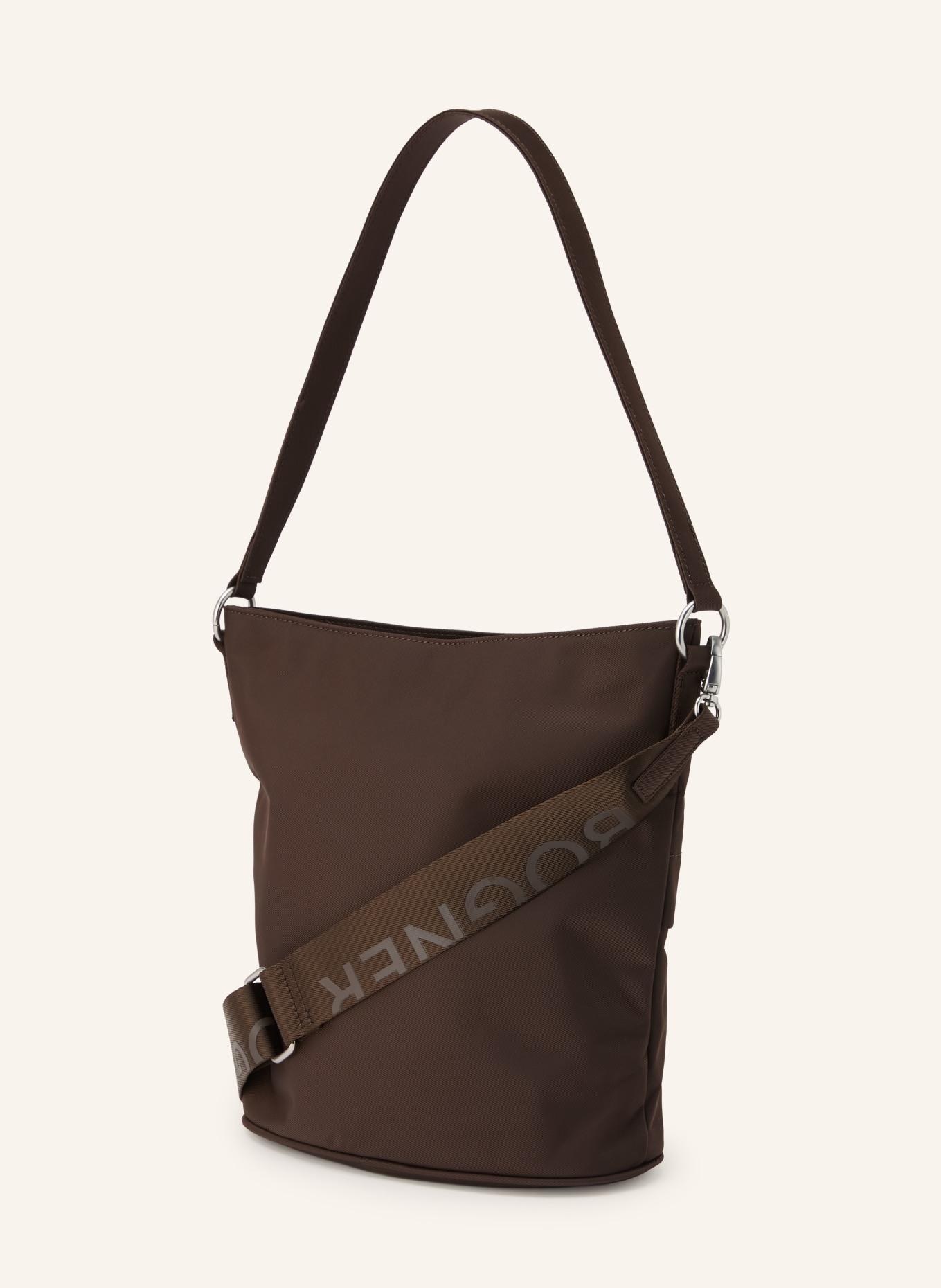 BOGNER shoulder bag: DARK BROWN / SILVER