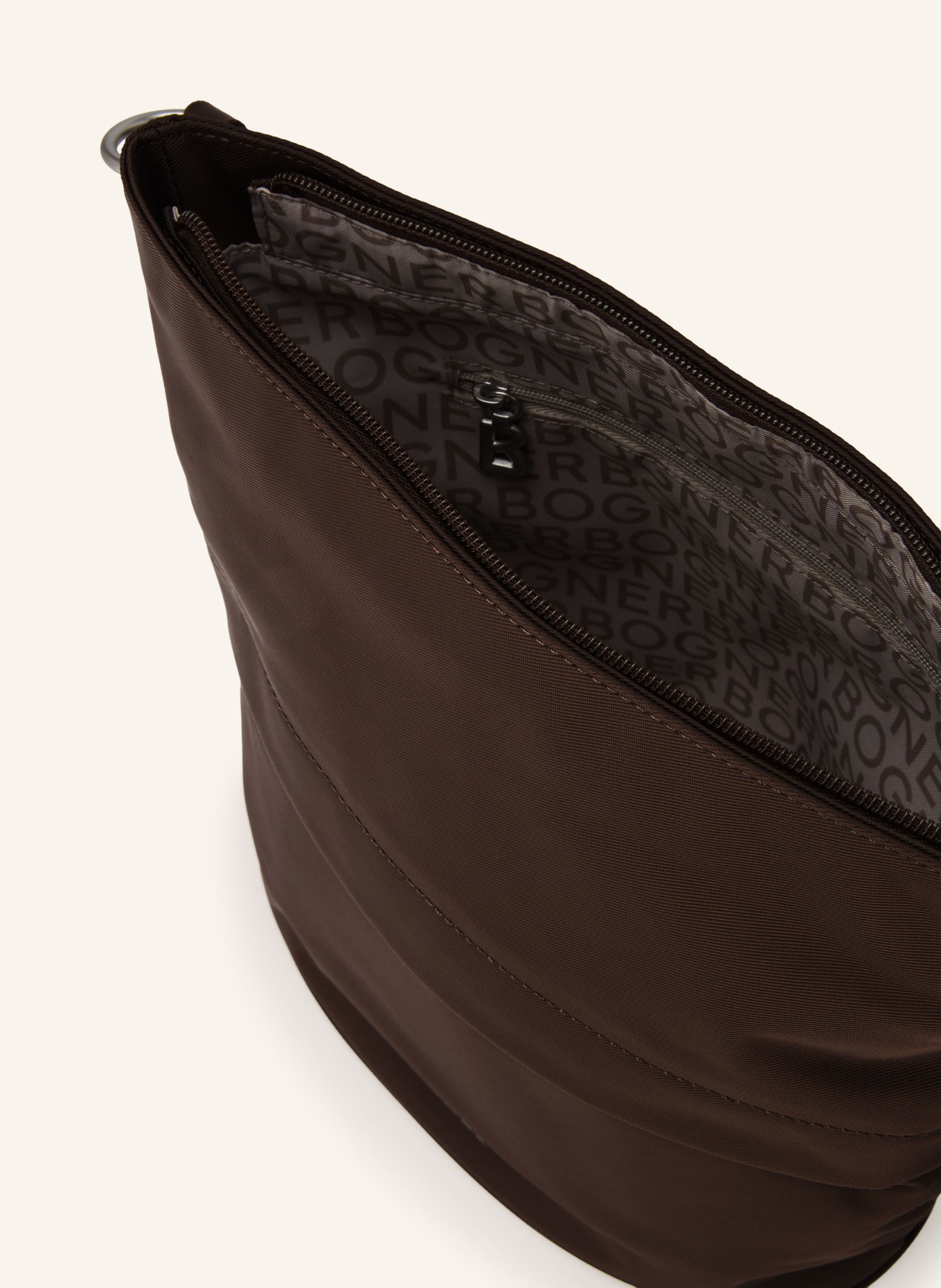 BOGNER shoulder bag: DARK BROWN / SILVER