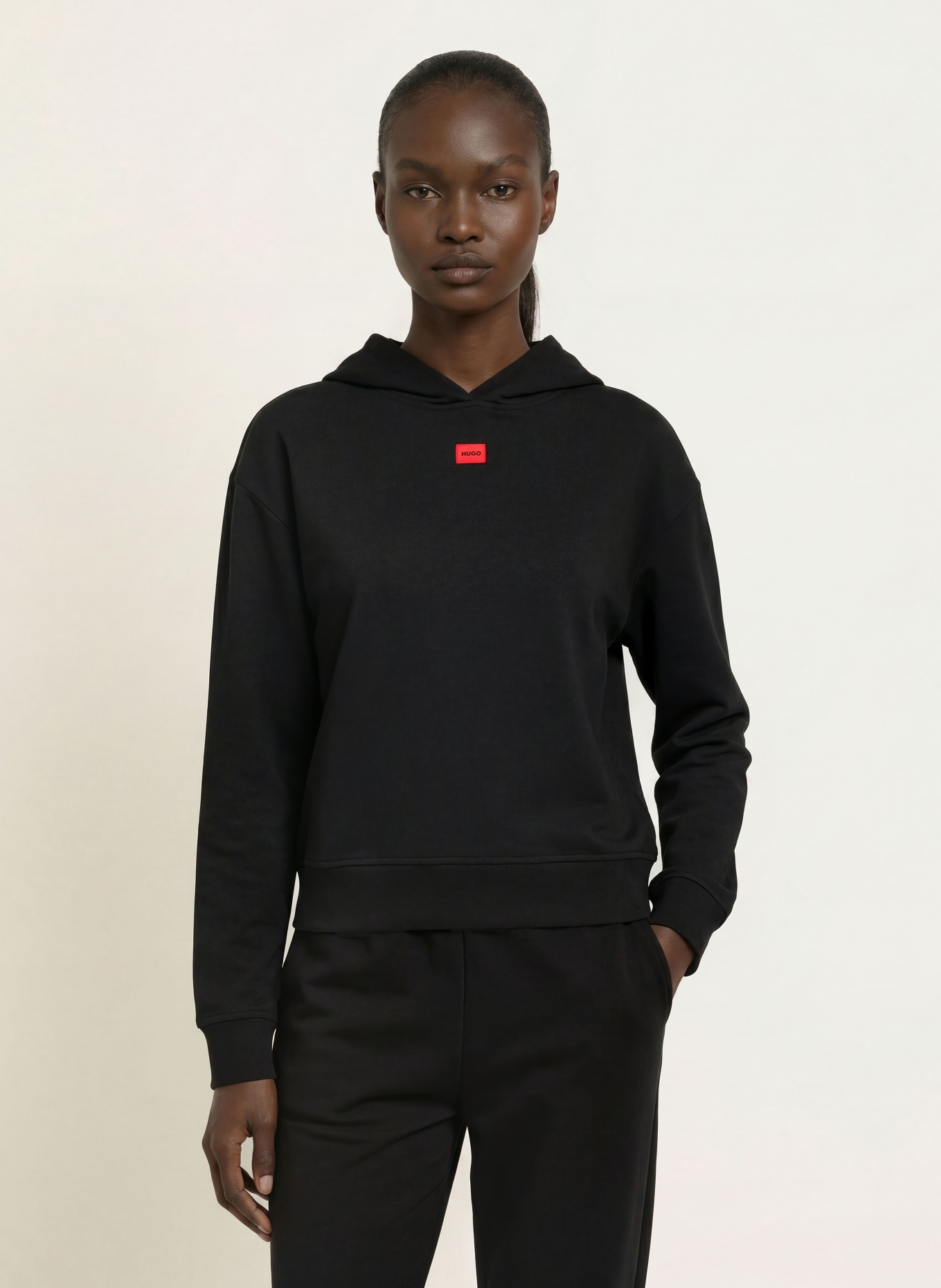 HUGO SIGNATURE lounge hoodie: BLACK
