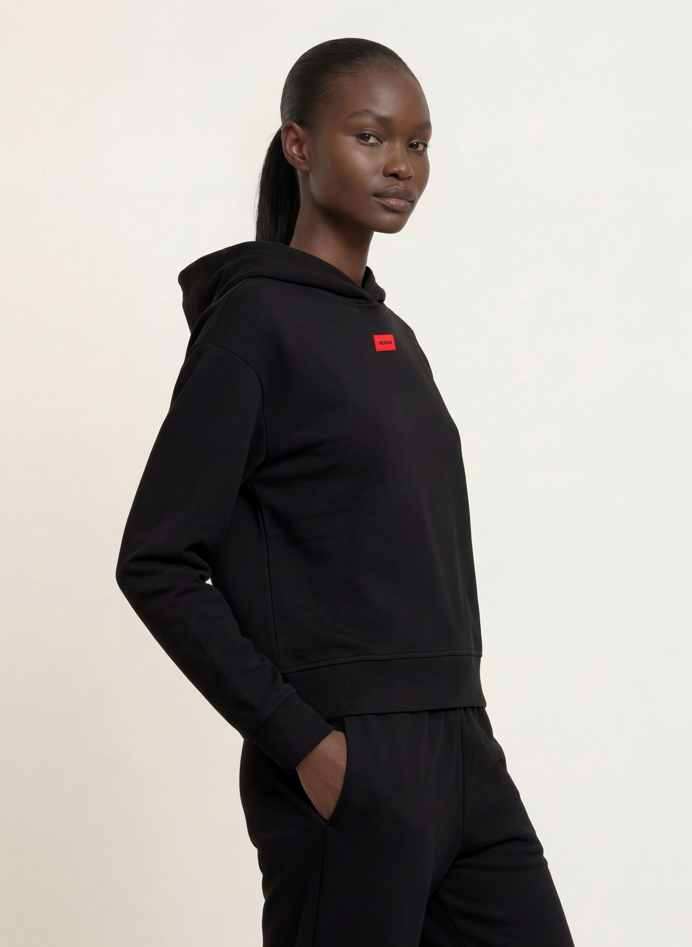 HUGO SIGNATURE lounge hoodie: BLACK