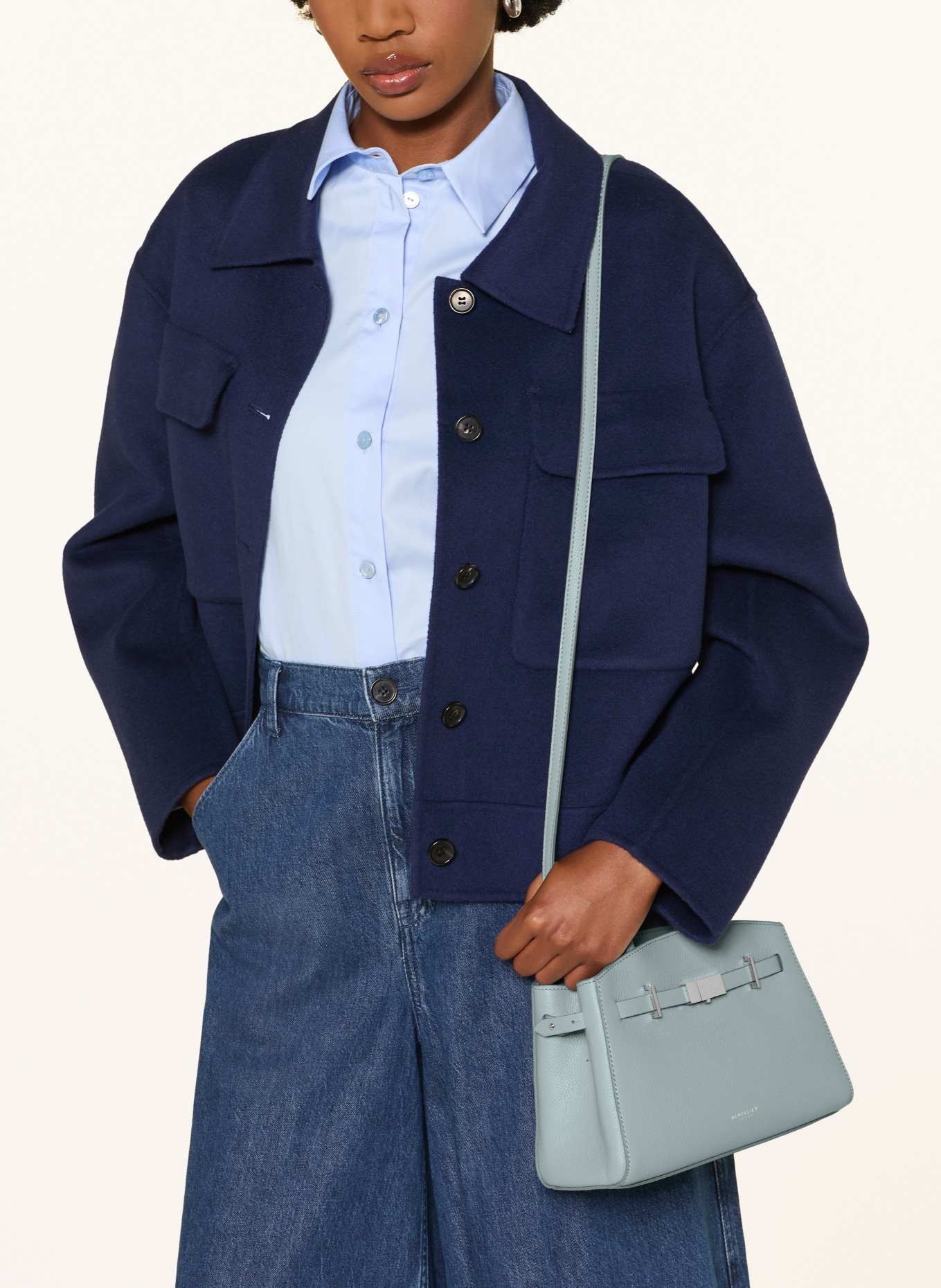 DEMELLIER Sac à main THE SMALL HUDSON: BLEU CLAIR / ARGENT