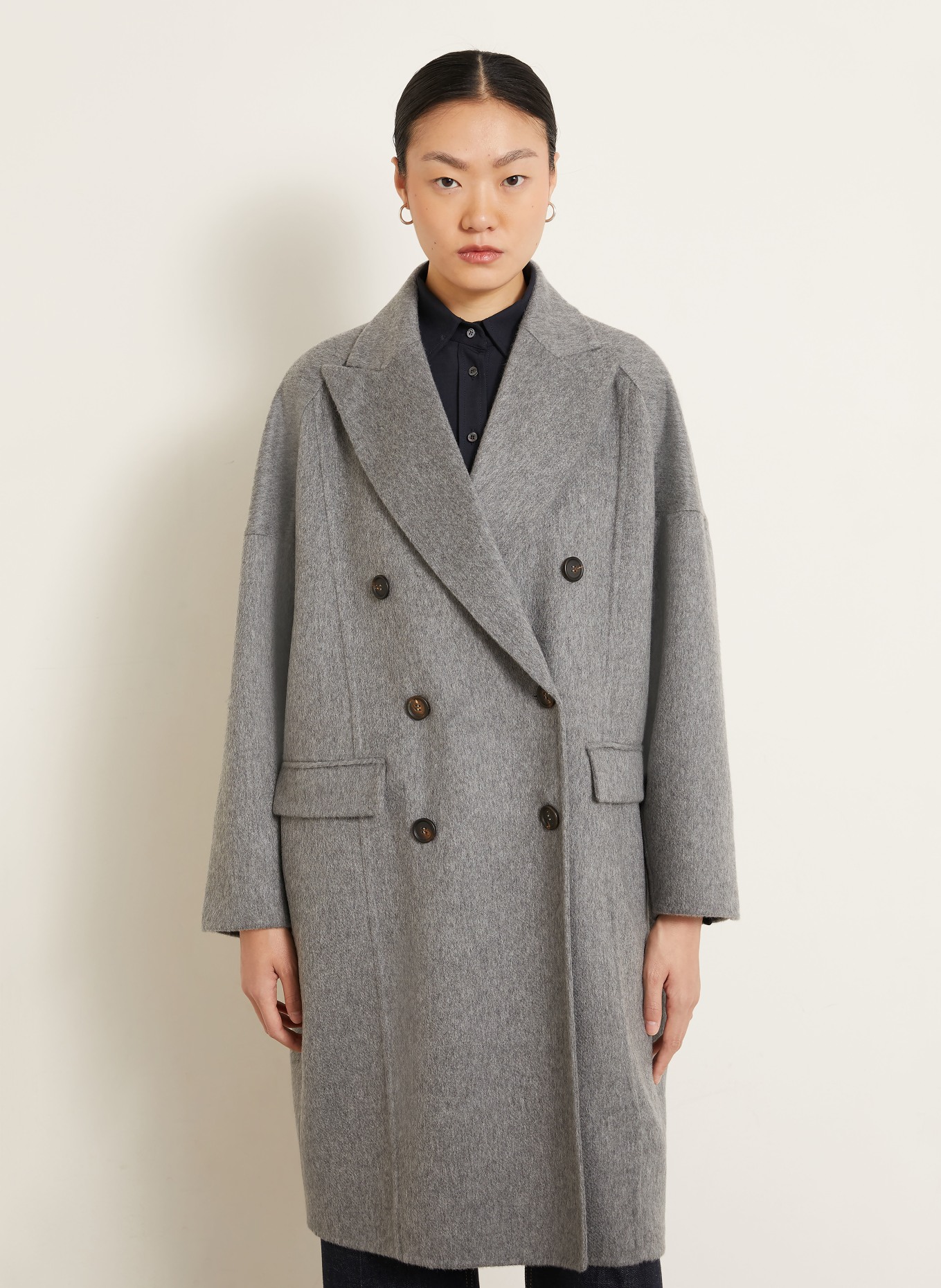 BRUNELLO CUCINELLI Cashmere coat: GRAY