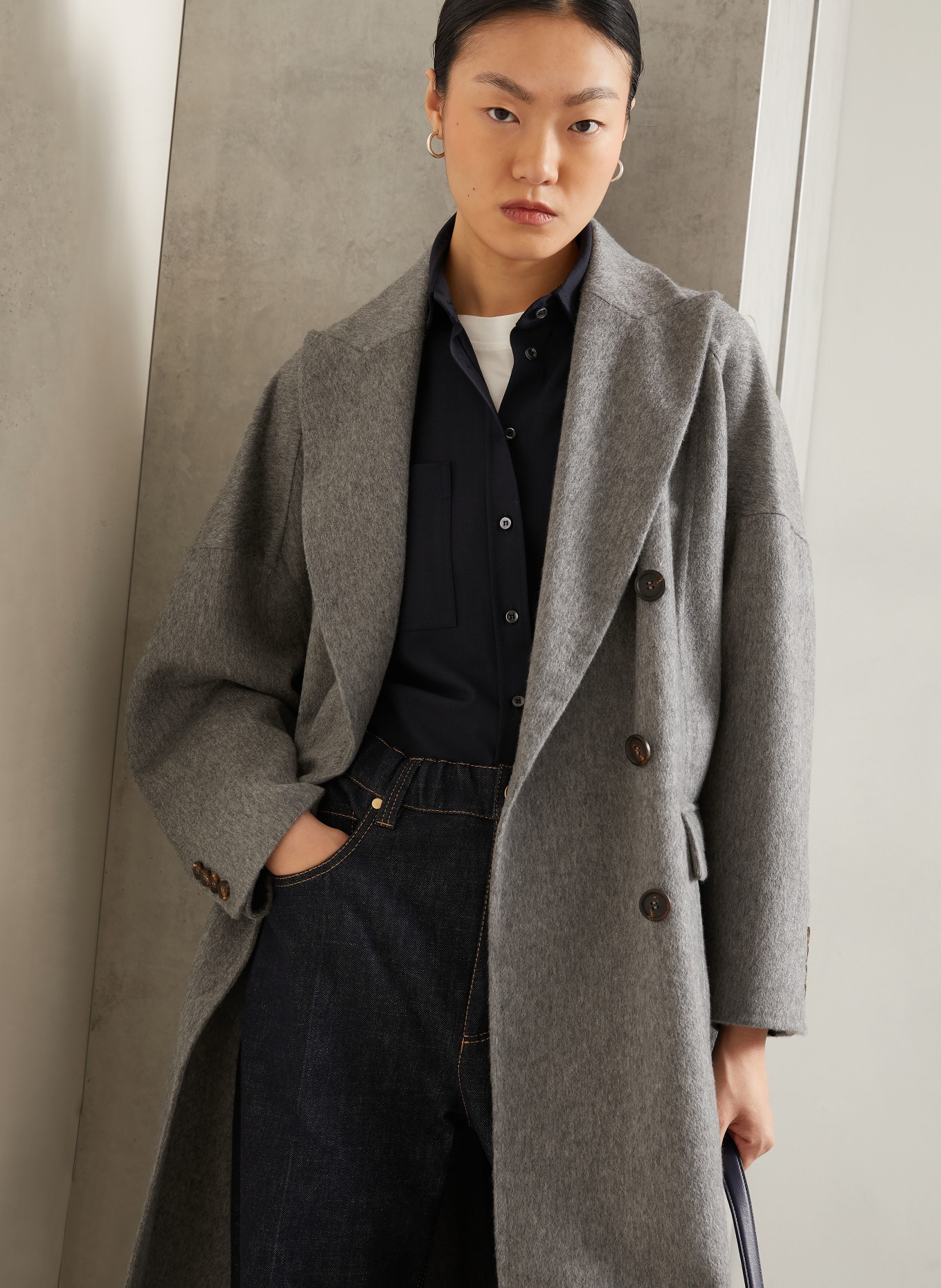 BRUNELLO CUCINELLI Cashmere coat: GRAY