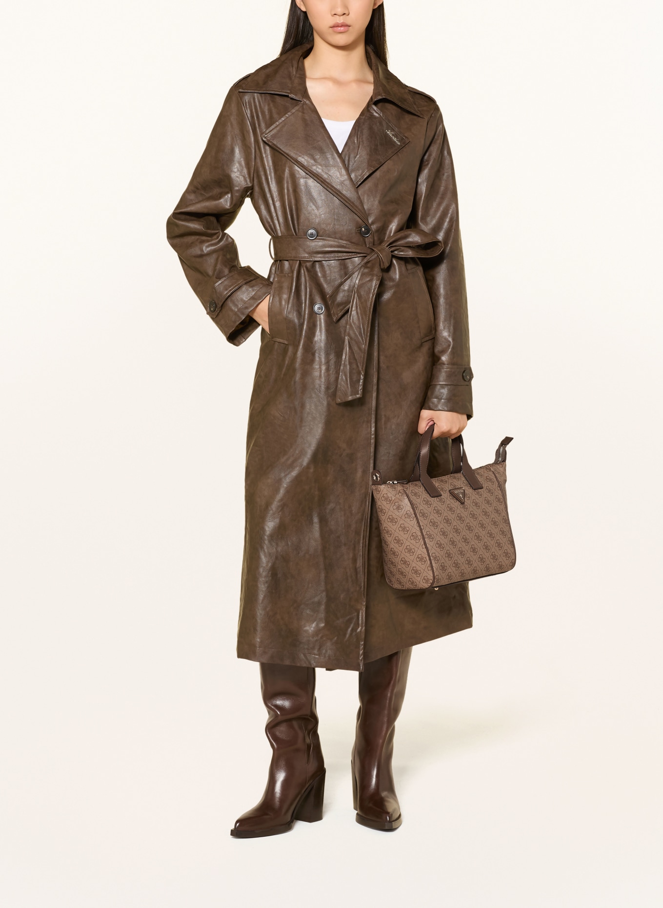 GUESS Sac à main FOLLIE SMALL: BEIGE / MARRON / TAUPE