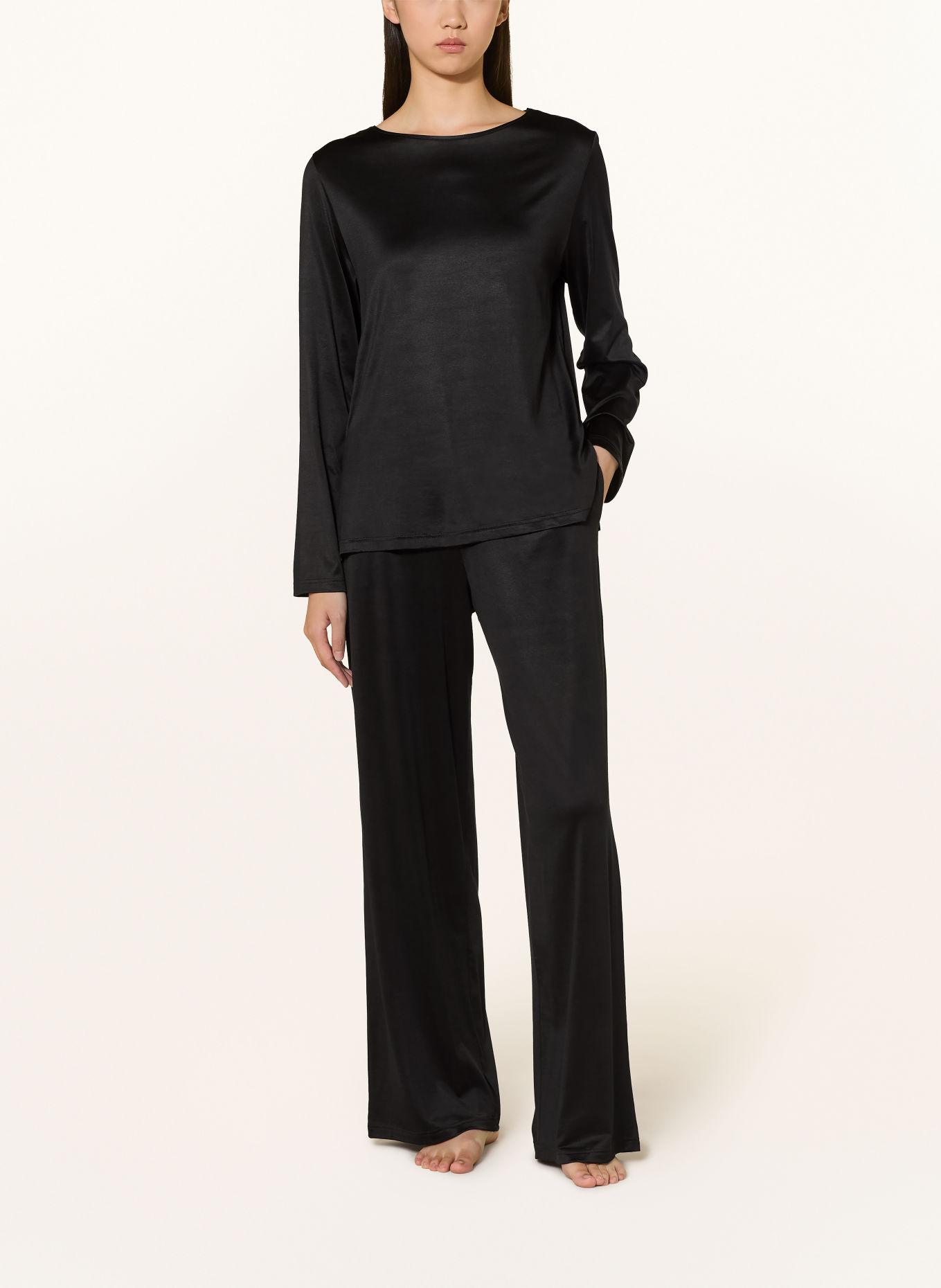 mey Schlafhose Serie PURE SHINE aus Satin: SCHWARZ