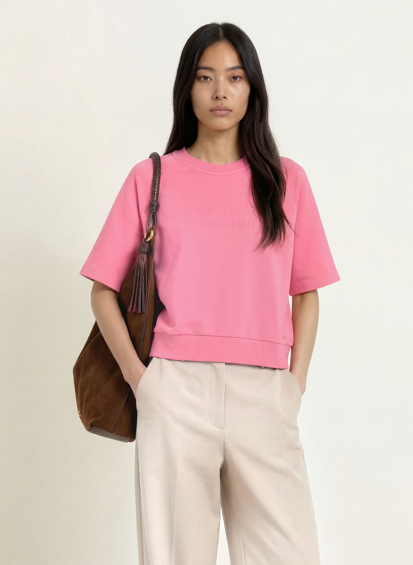 CATNOIR Sweatshirt with 3/4 sleeves: PINK