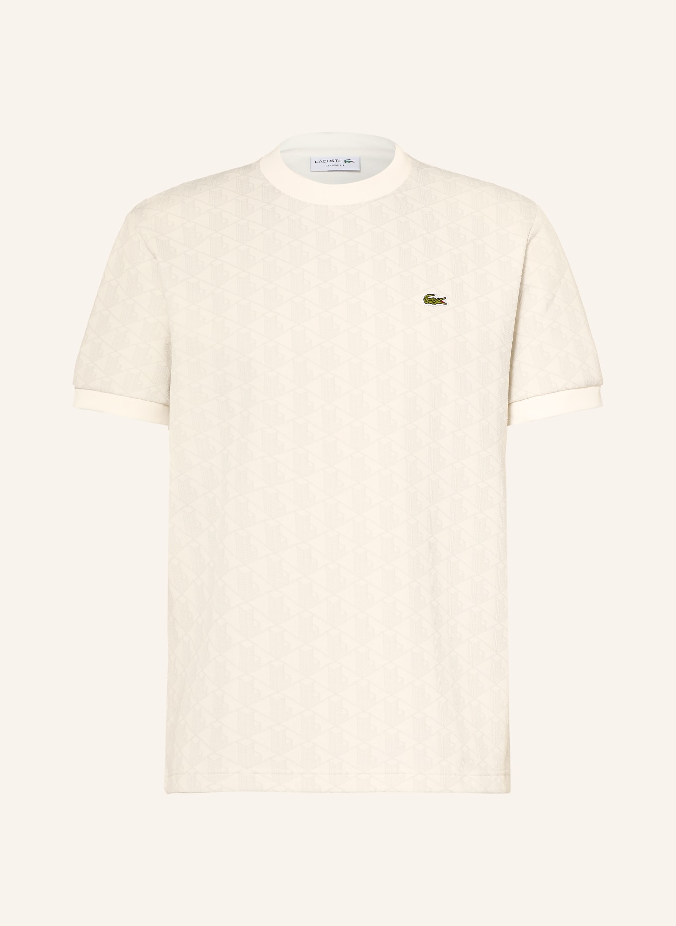 LACOSTE tričko: BÍLÁ / SVĚTLE ŠEDÁ