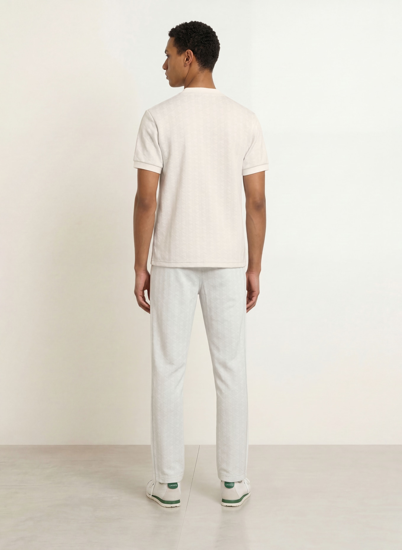 LACOSTE tričko: BÍLÁ / SVĚTLE ŠEDÁ