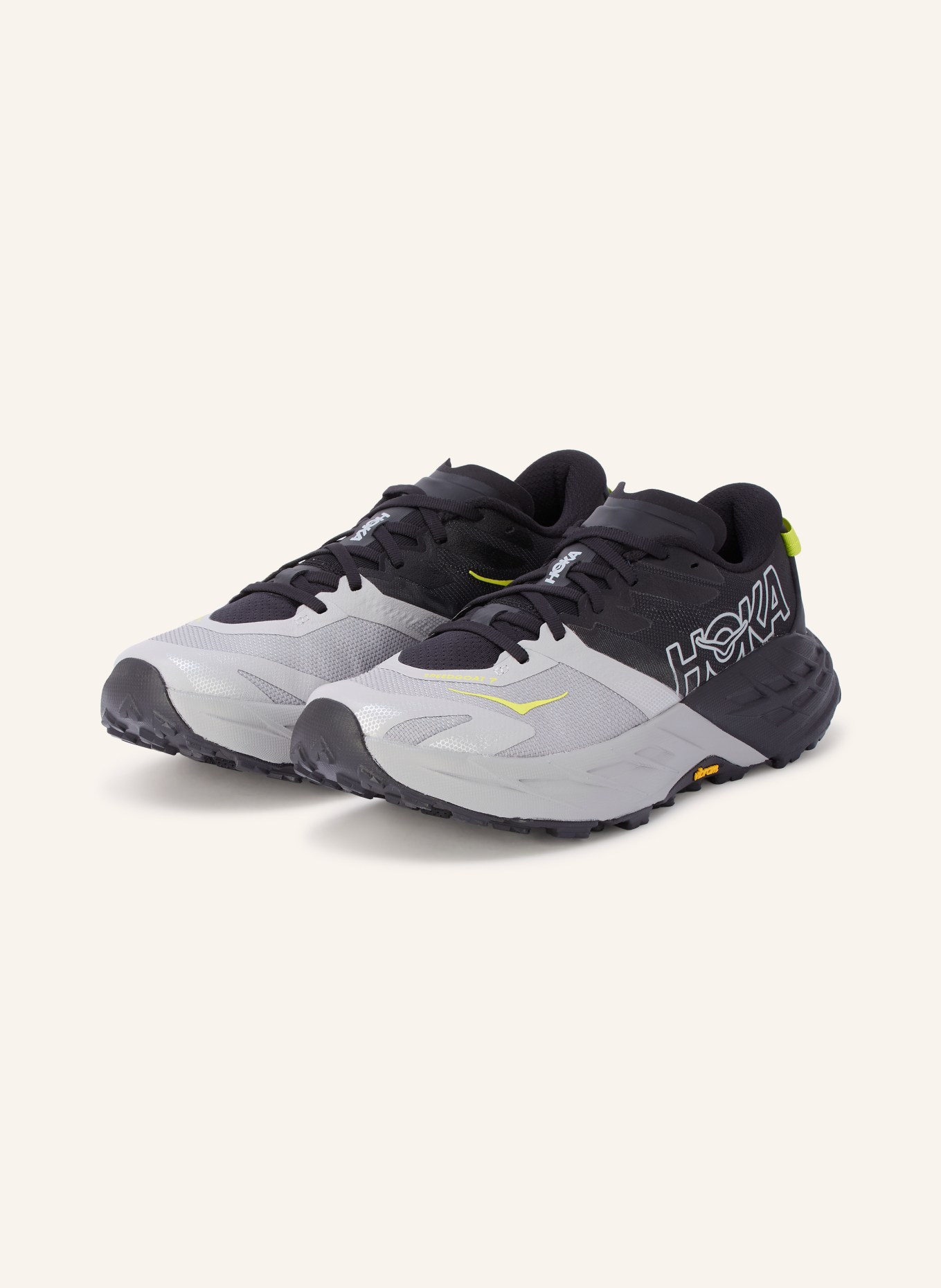 HOKA SPEEDGOAT 7 Trail Running Shoes: GRAY / NEON YELLOW / BLACK