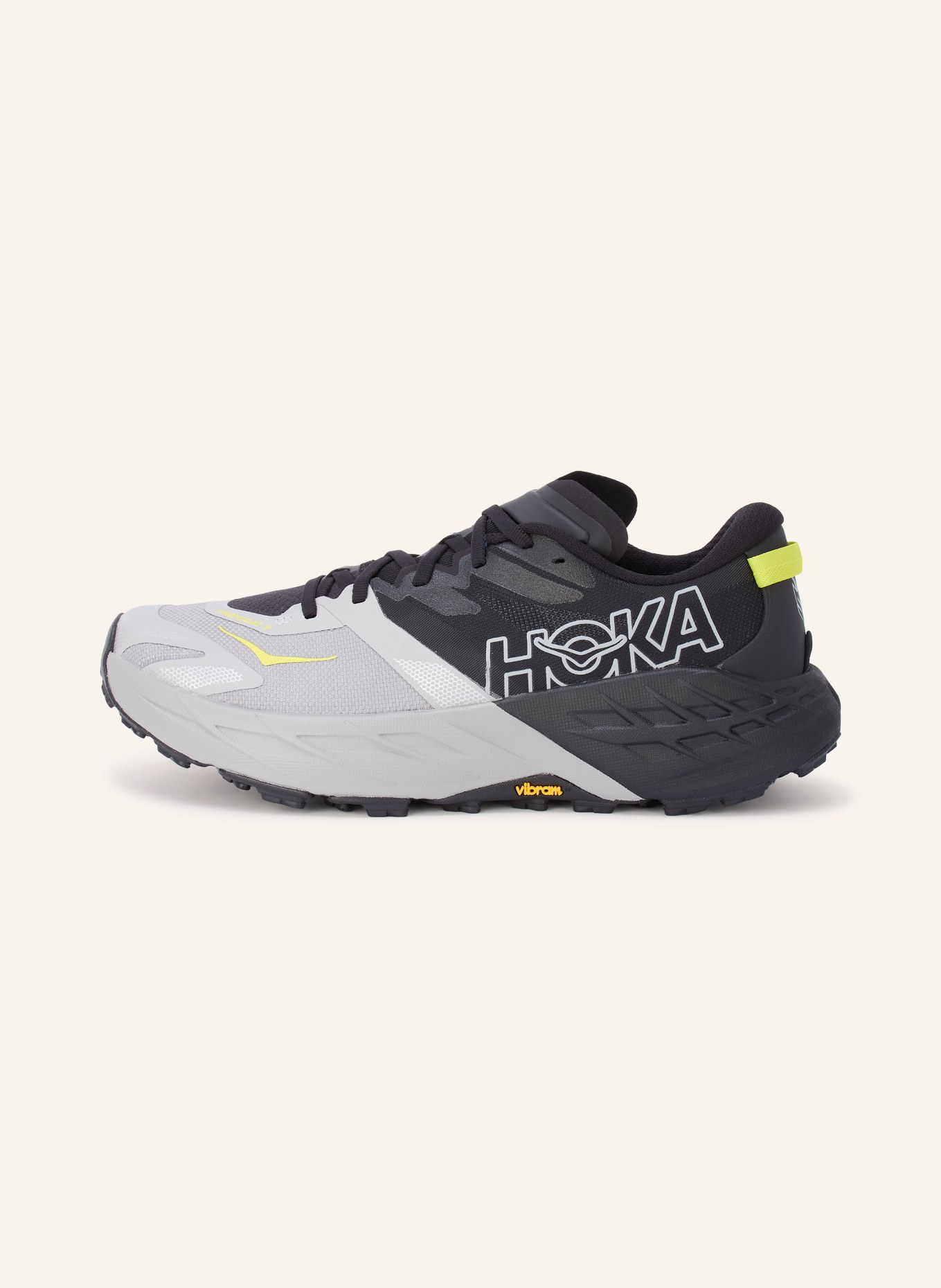 HOKA SPEEDGOAT 7 Trail Running Shoes: GRAY / NEON YELLOW / BLACK