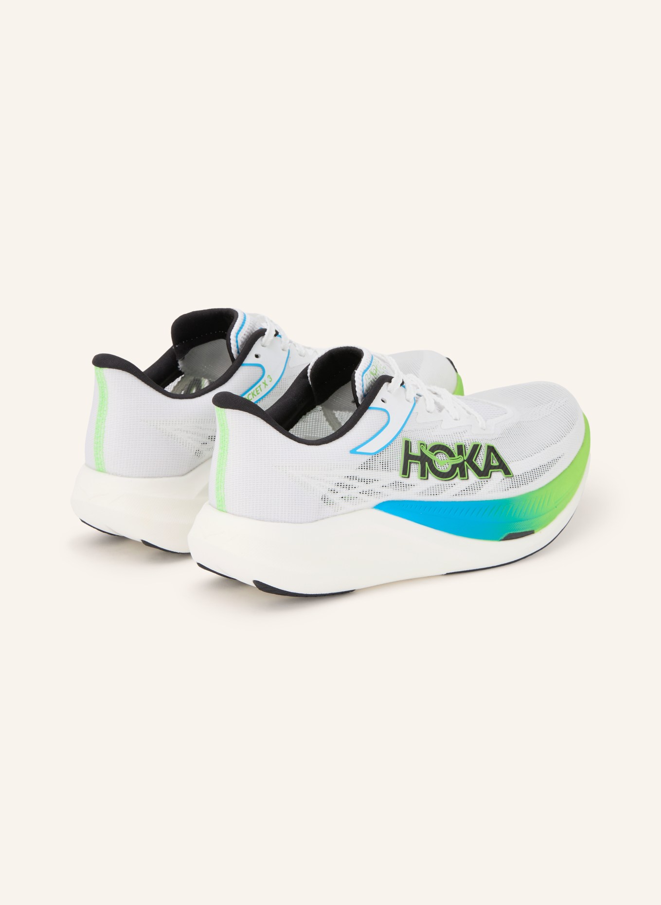 HOKA Laufschuhe U ROCKET X 3: WEISS / HELLGRÜN / HELLBLAU