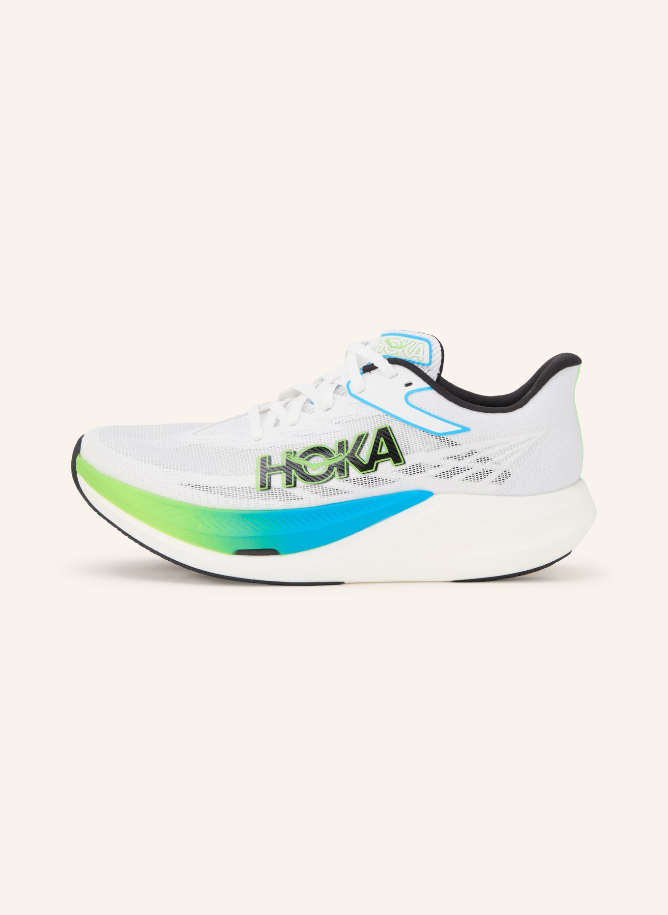 HOKA Laufschuhe U ROCKET X 3: WEISS / HELLGRÜN / HELLBLAU