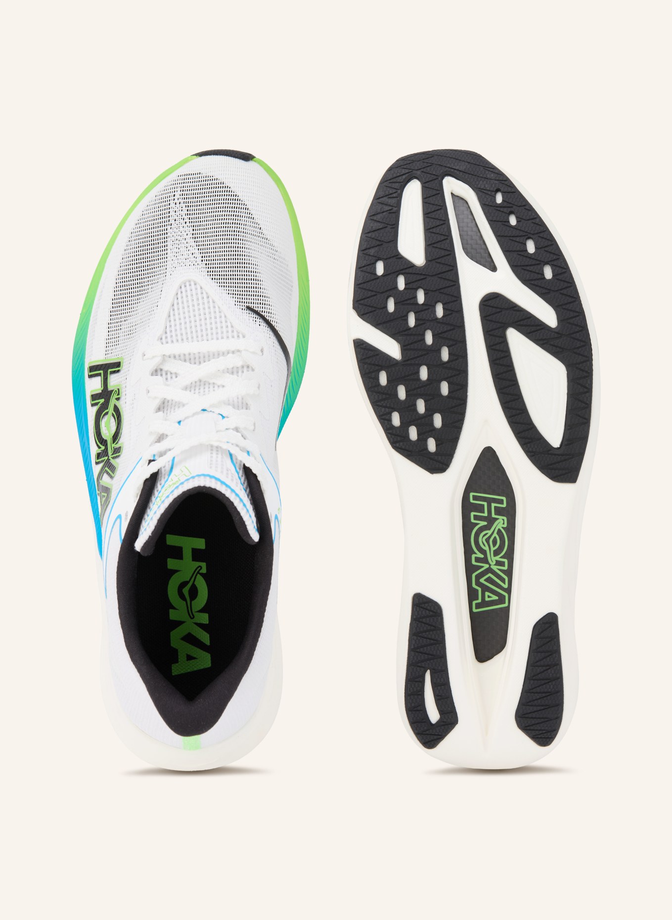 HOKA Laufschuhe U ROCKET X 3: WEISS / HELLGRÜN / HELLBLAU