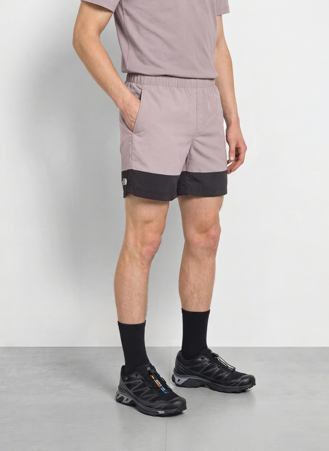 THE NORTH FACE 2-i-1-trekkingshorts LEYNAR: GRÅ / VIT / SVART