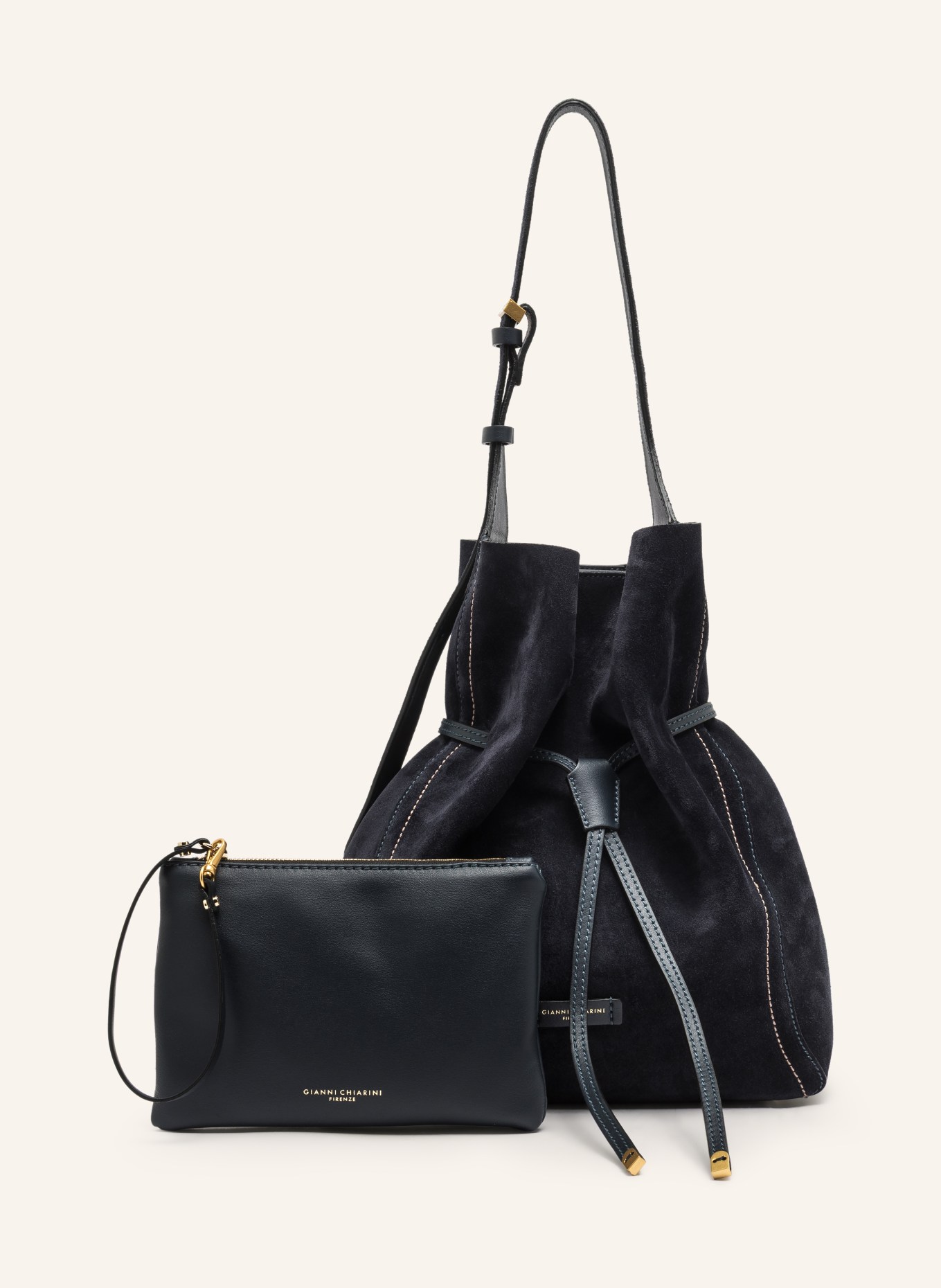 GIANNI CHIARINI Tas SIENNA: DONKERBLAUW / GOUD