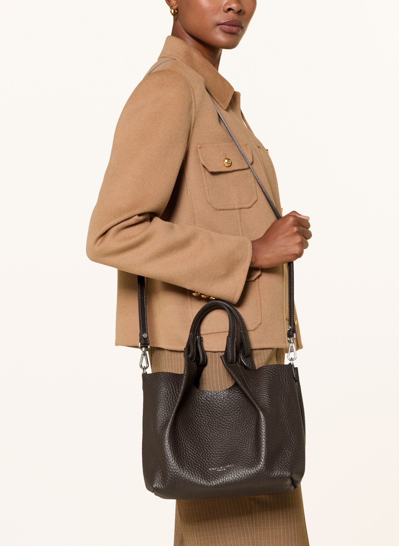 GIANNI CHIARINI DUA MEDIUM shoulder bag with pouch: DARK BROWN