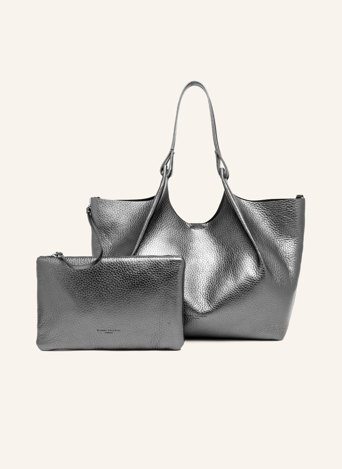 GIANNI CHIARINI Shopper DUA XL mit Pouch: PLATIN