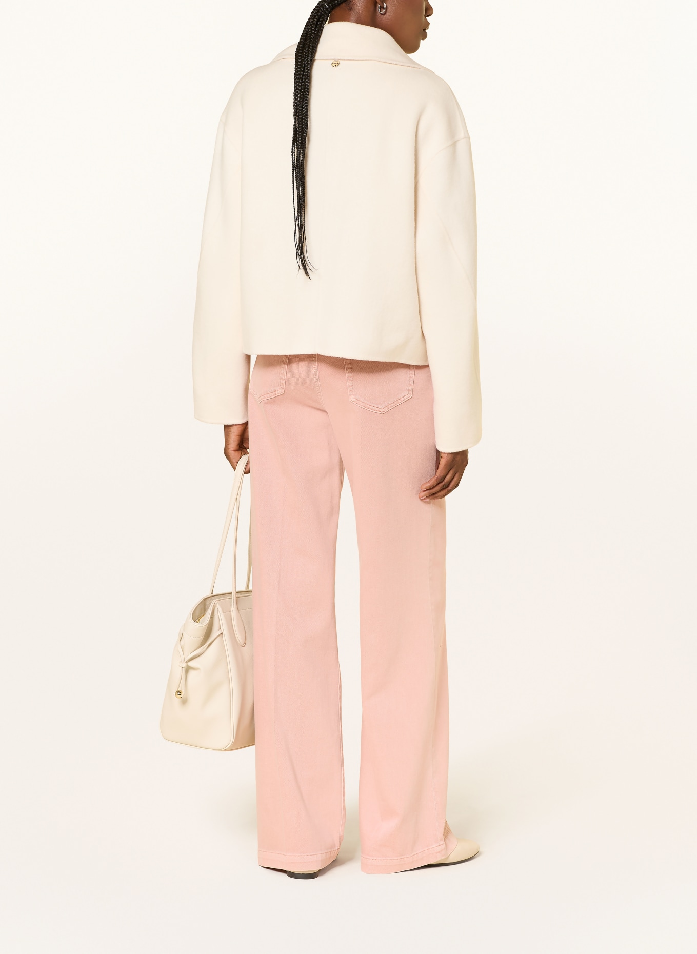 MARC CAIN Jean wide leg WARRI avec strass: 217 peach beige