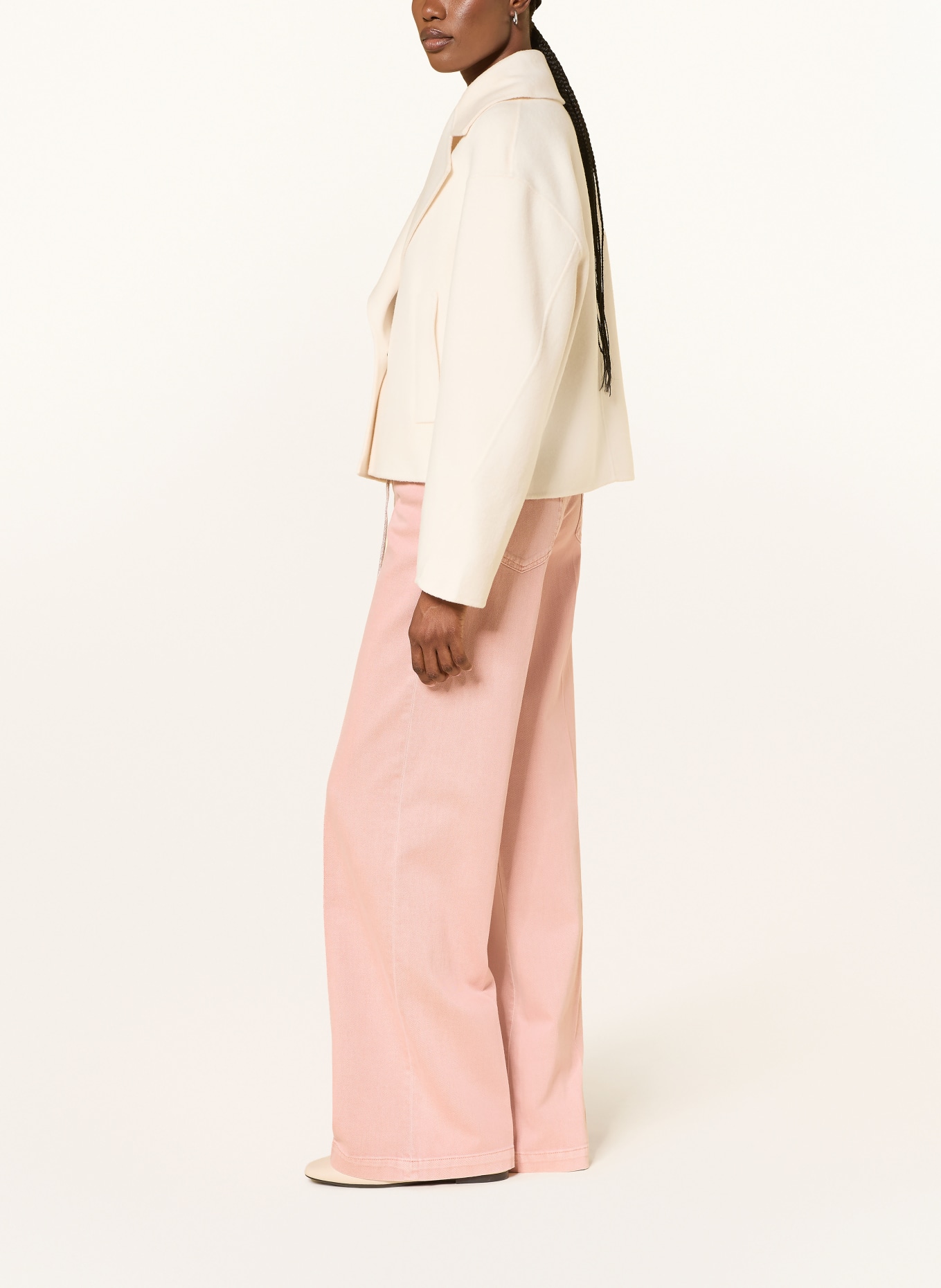 MARC CAIN Jean wide leg WARRI avec strass: 217 peach beige