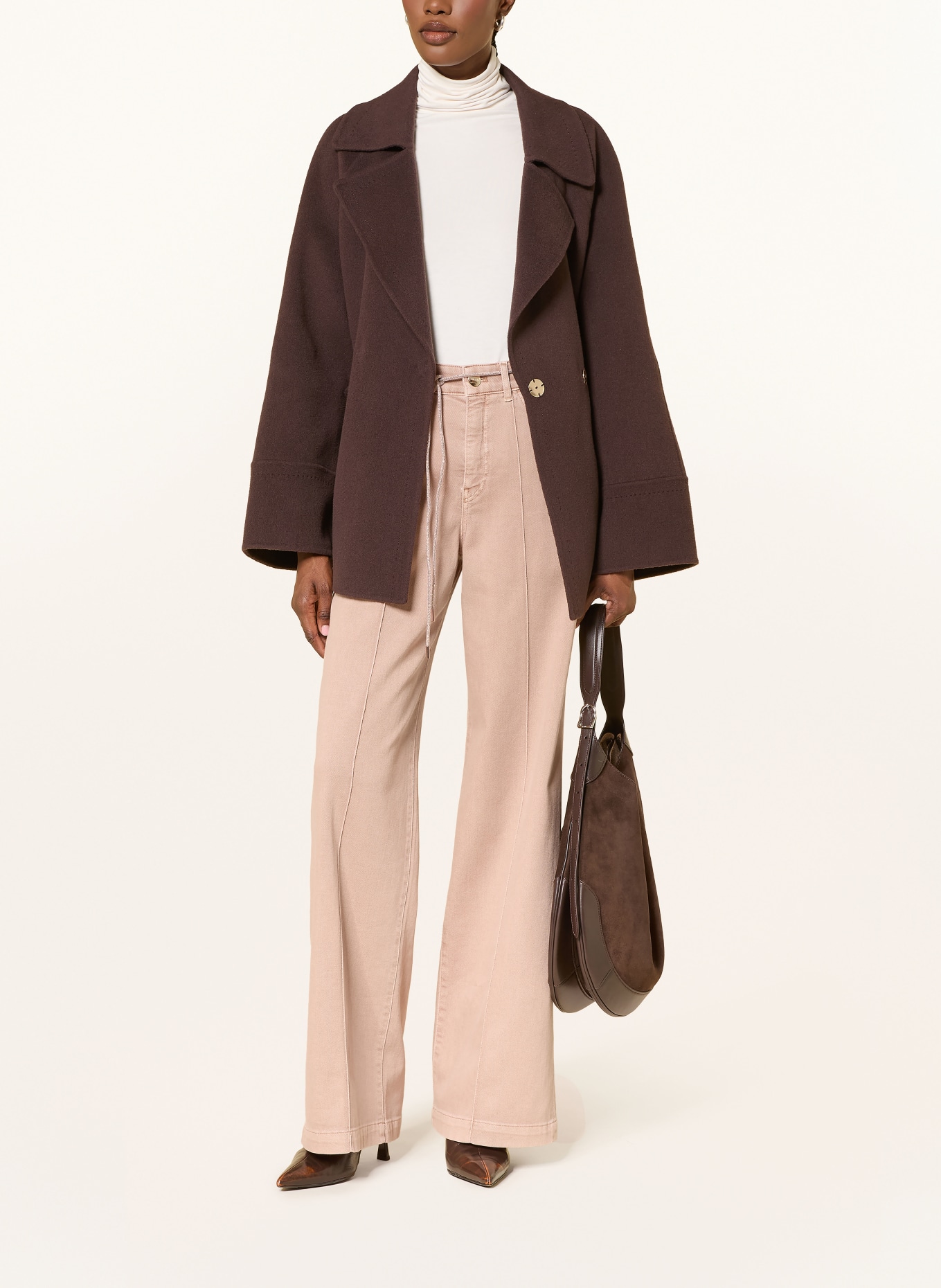 MARC CAIN Wide Leg Jeans WARRI mit Schmucksteinen: 619 warm taupe new