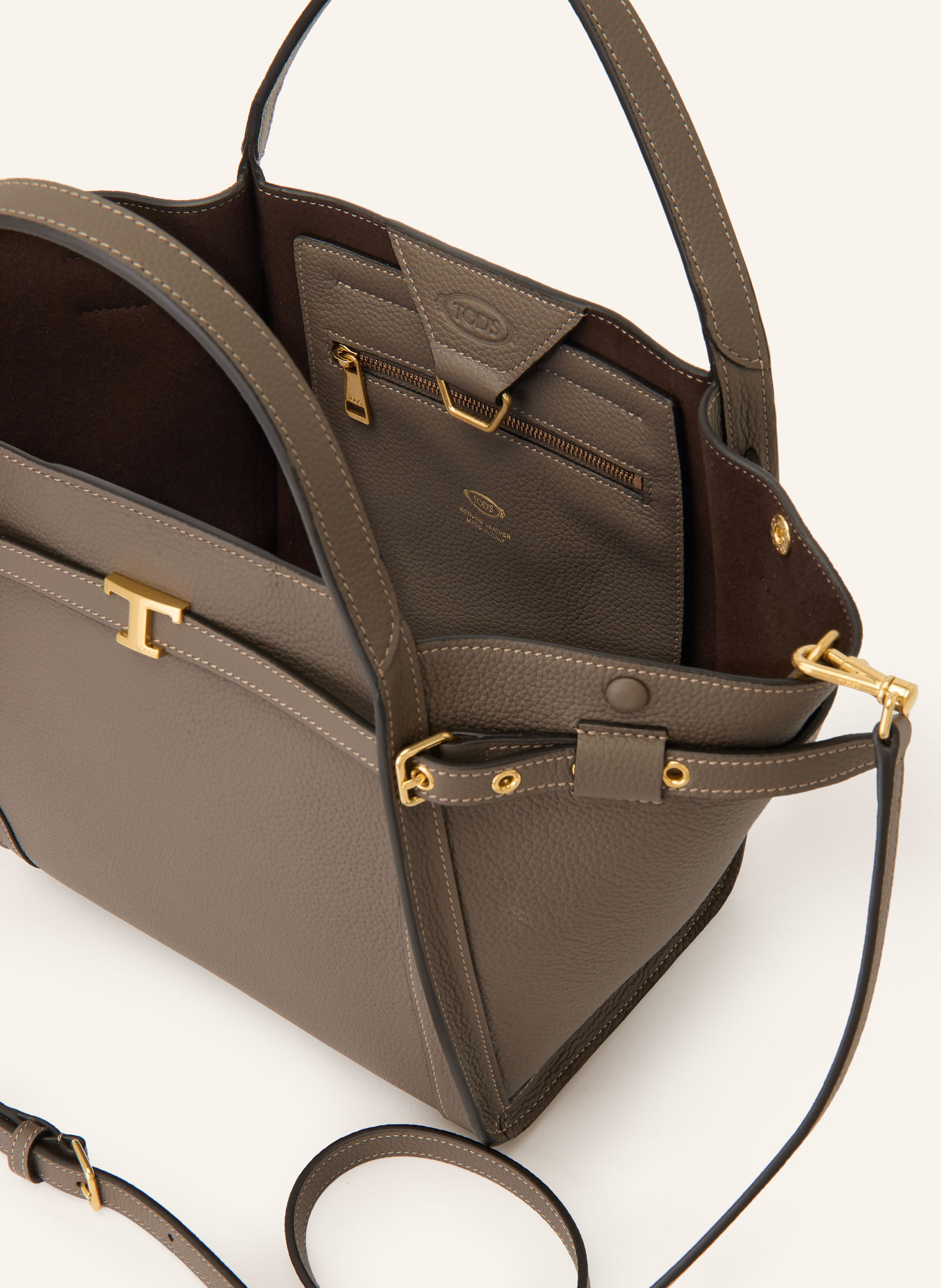 TOD'S Shopper TIM SMALL: DONKERGRIJS / GOUD