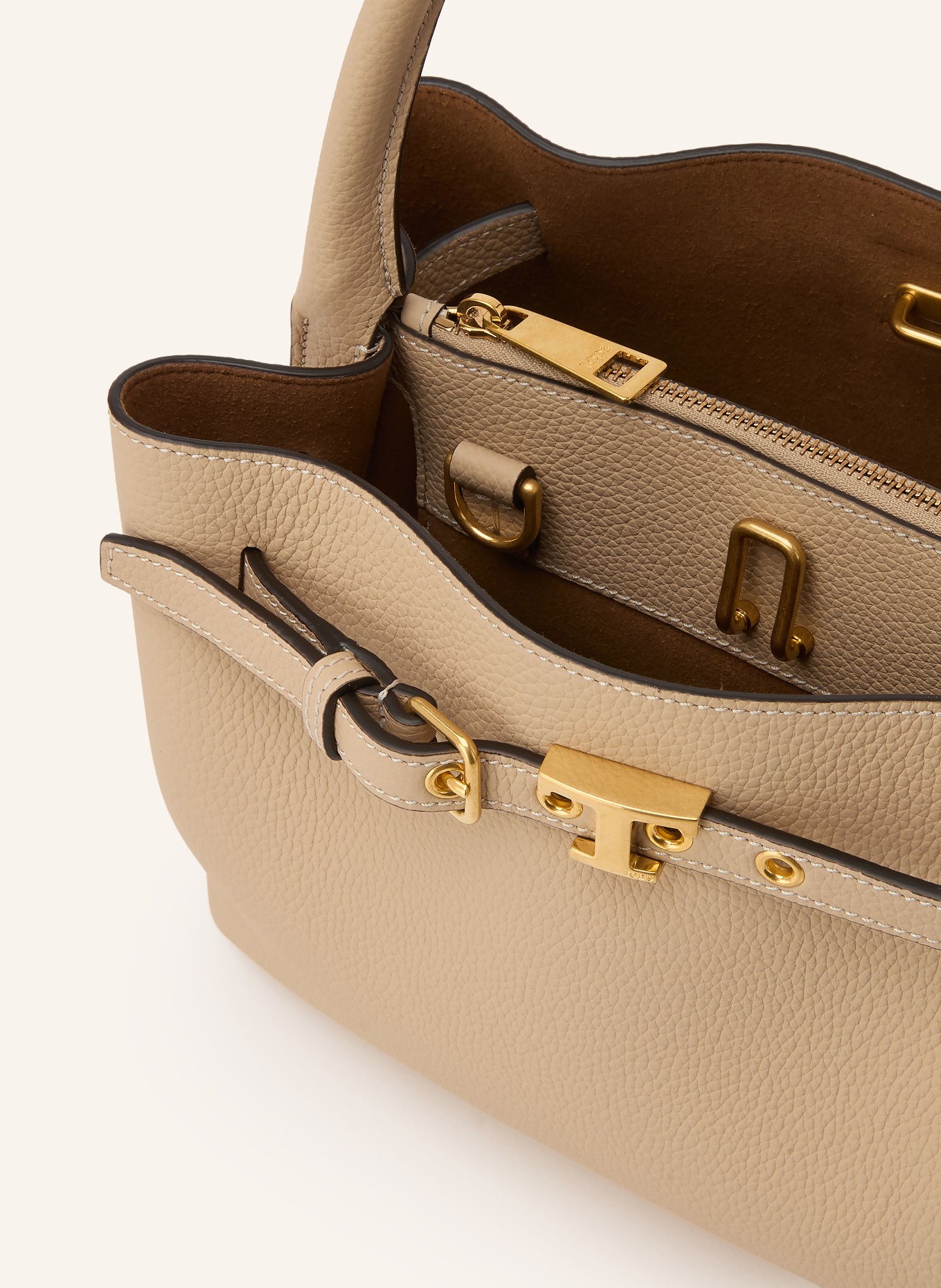 TOD'S TIM handbag: BEIGE / GOLD