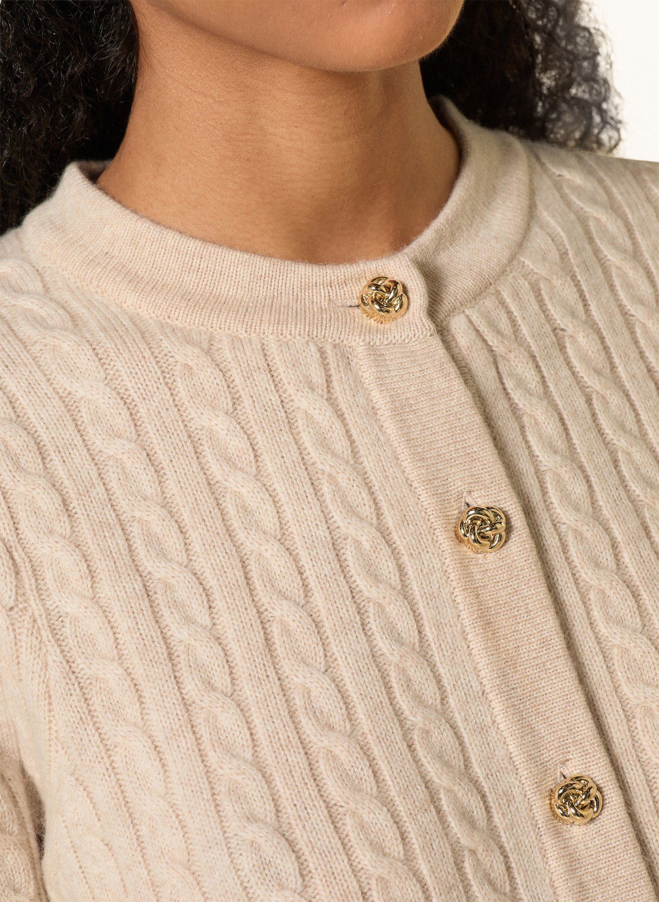 SANDRO Strickjacke mit abnehmbarem Kragen: BEIGE / BLAU