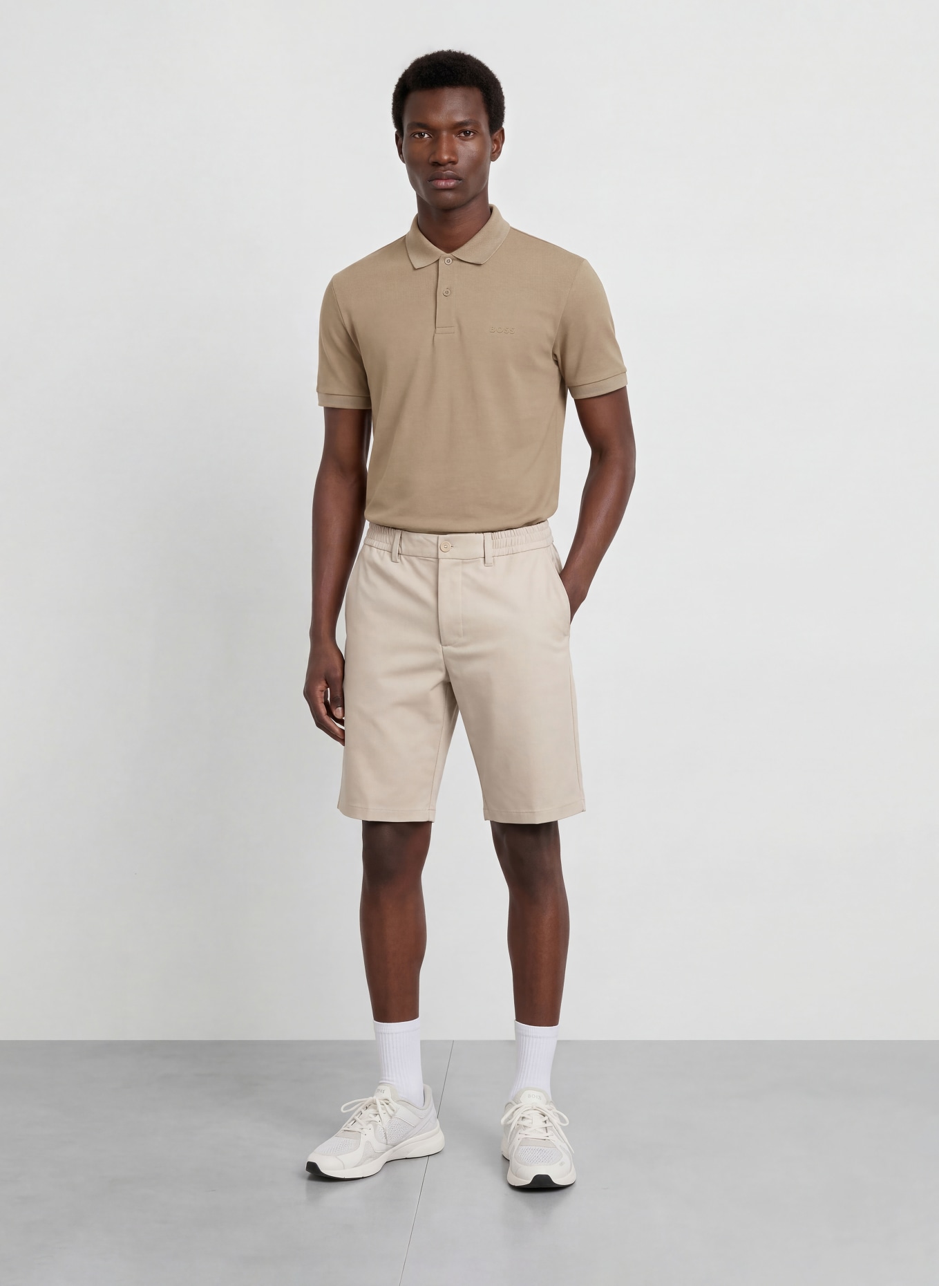 BOSS Koszulka polo z pikowanym wzorem PIO: KHAKI