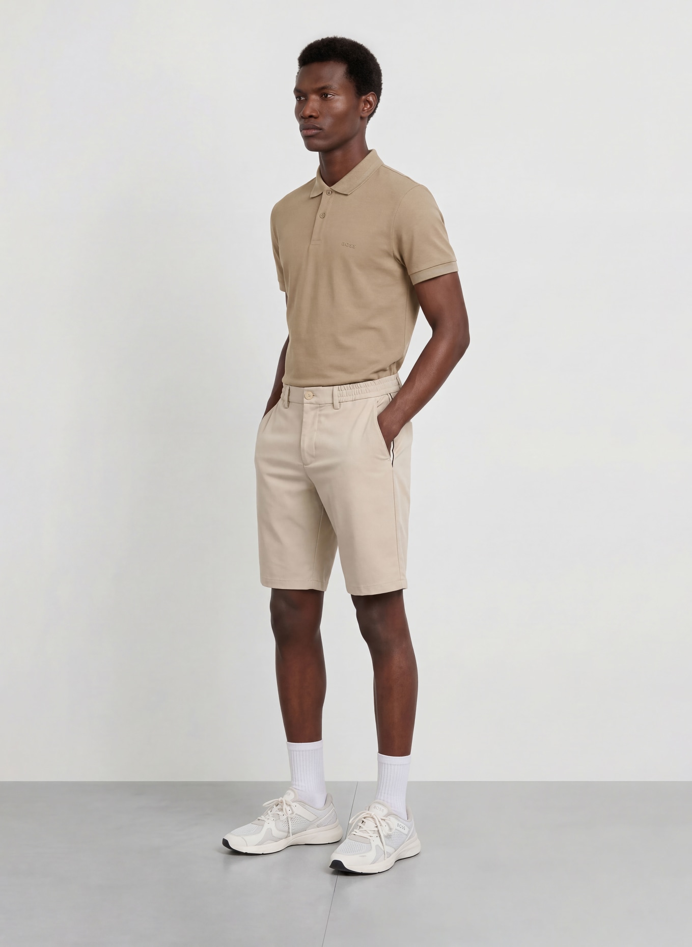 BOSS Koszulka polo z pikowanym wzorem PIO: KHAKI