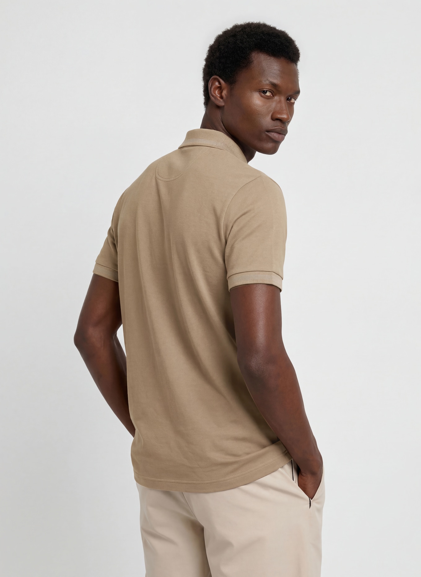 BOSS Koszulka polo z pikowanym wzorem PIO: KHAKI