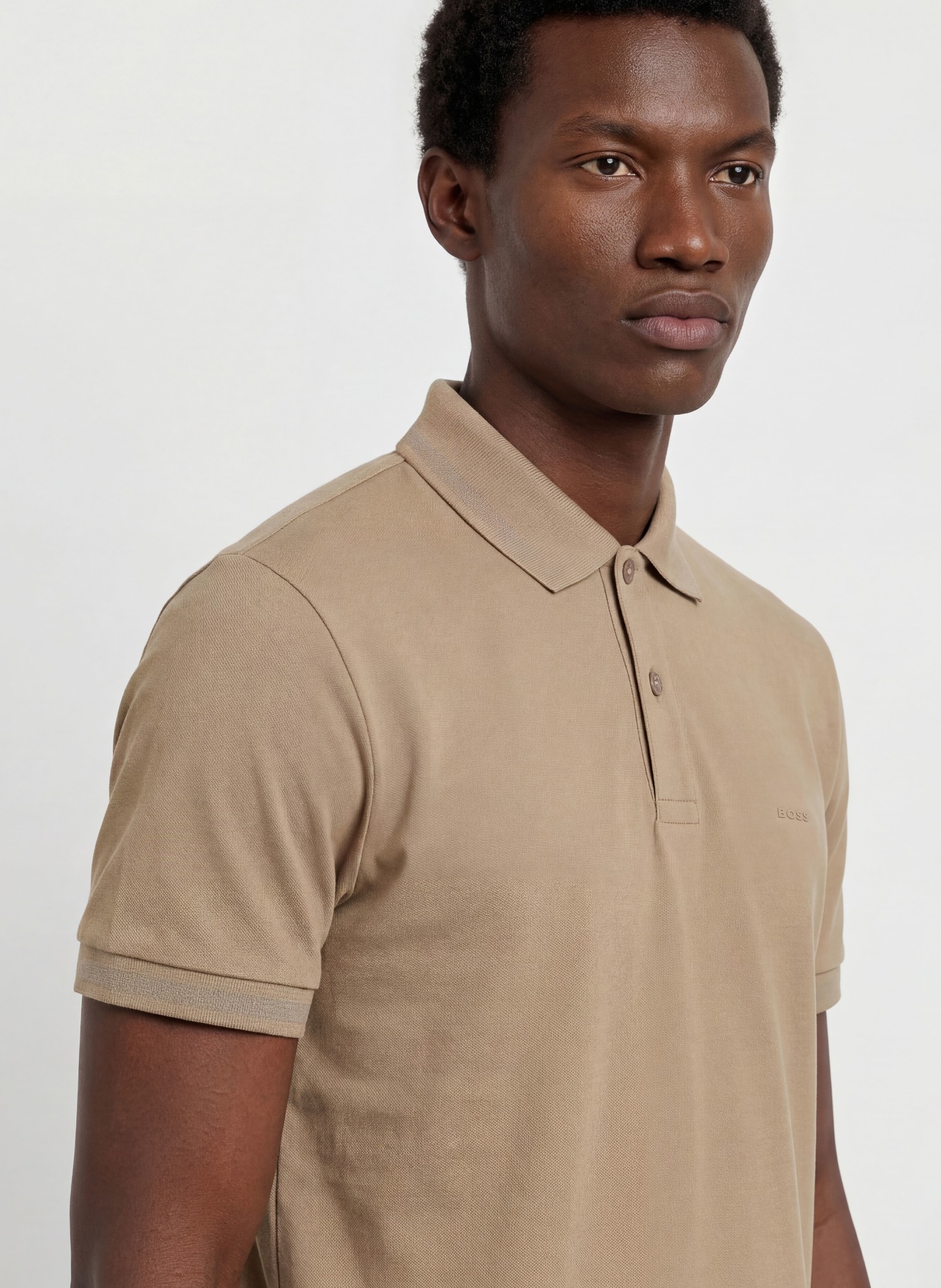 BOSS Koszulka polo z pikowanym wzorem PIO: KHAKI