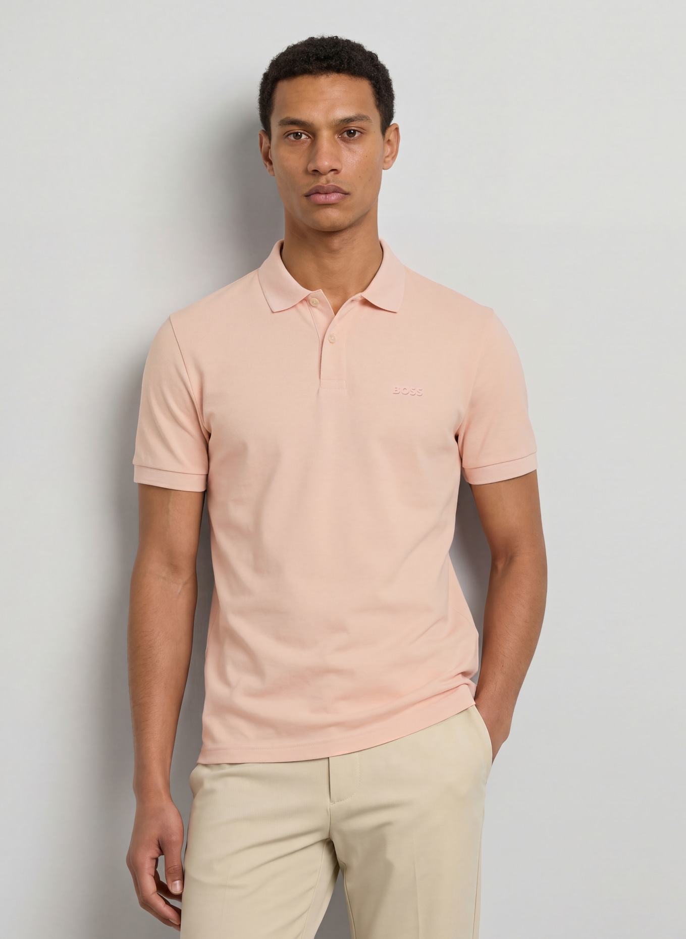 BOSS Polo piqué PIO: ORANGE CLAIR